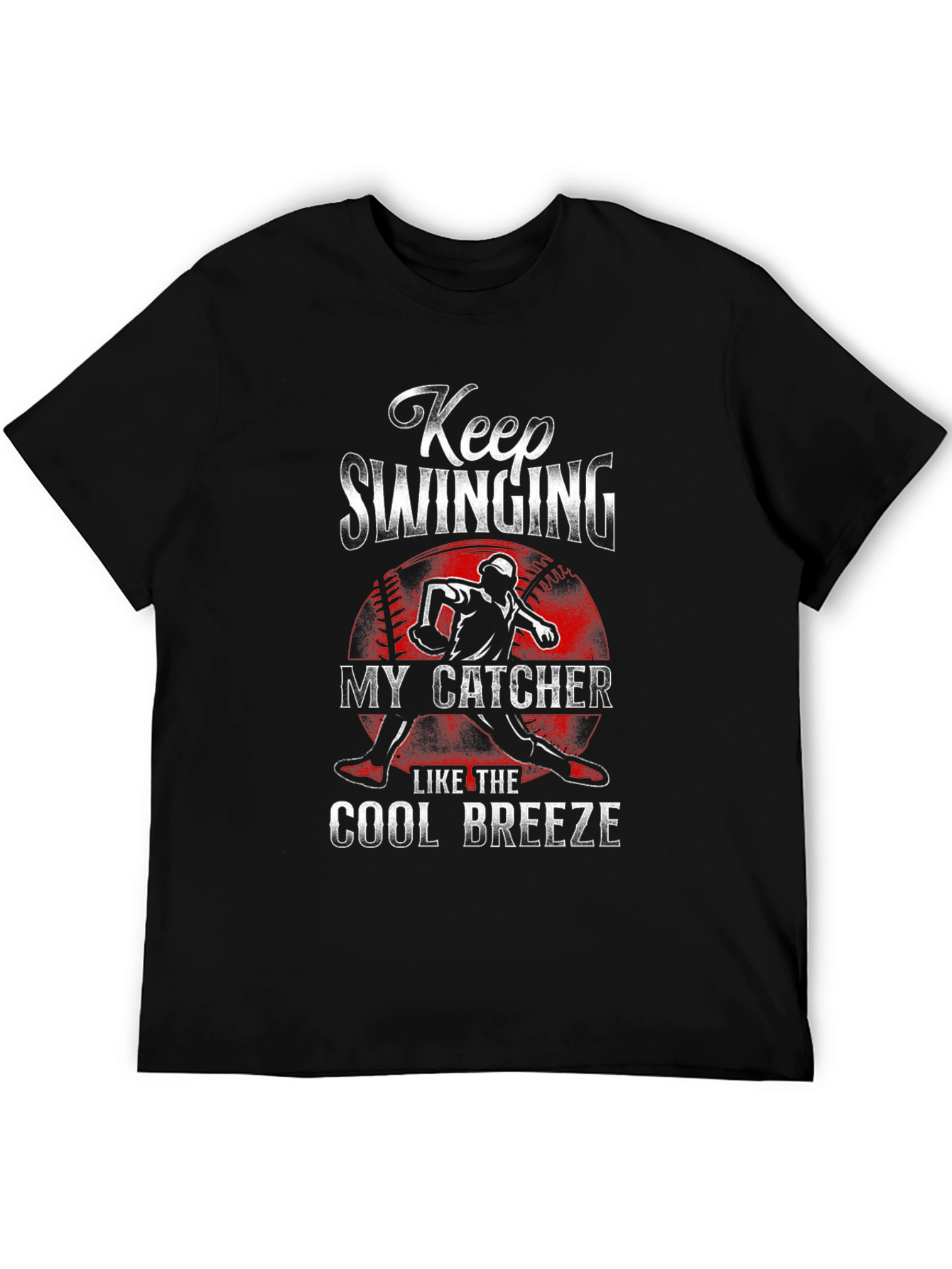Keep Swinging Baseball Catcher Graphic Tee