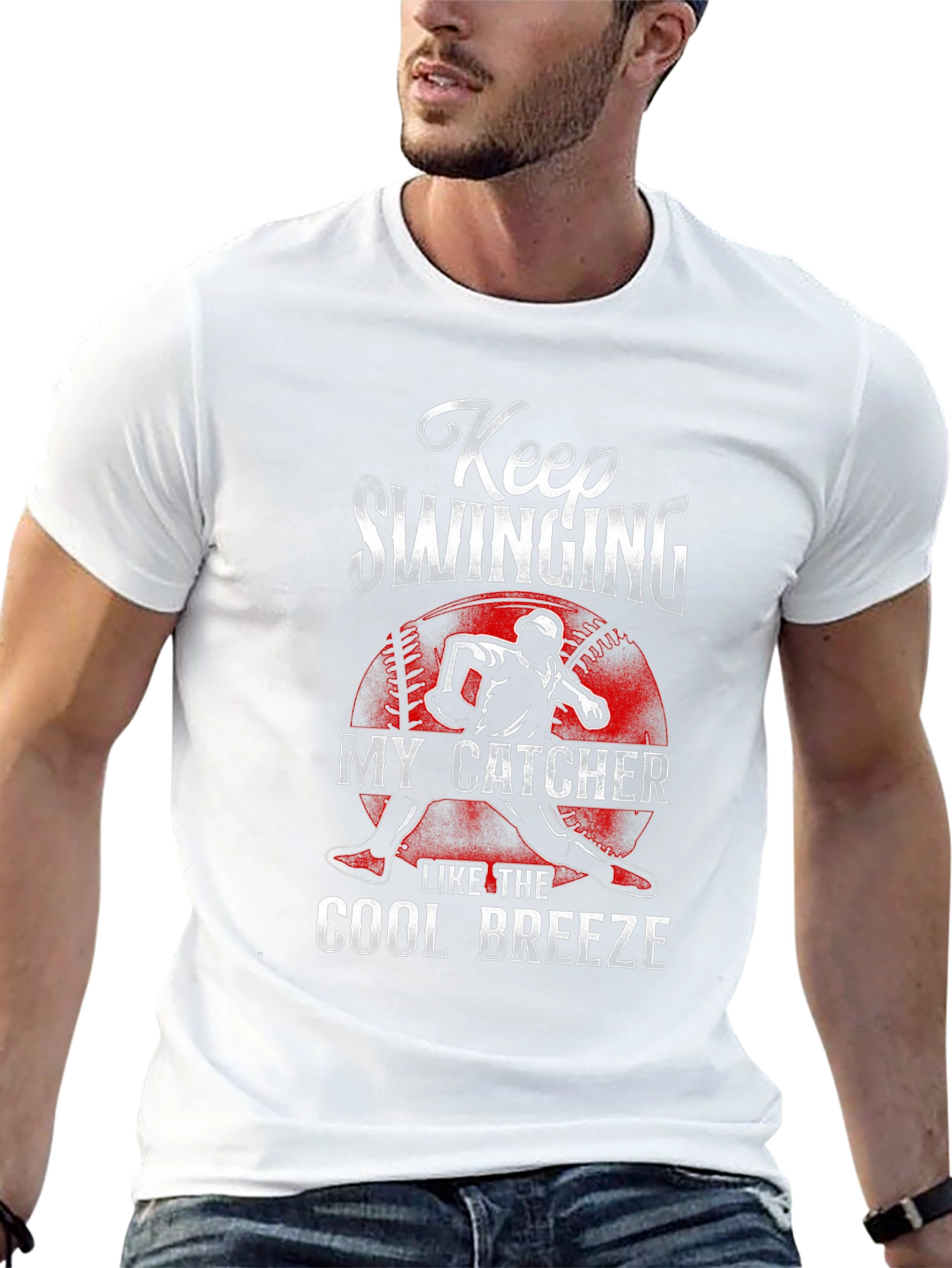 Keep Swinging Baseball Catcher Graphic Tee
