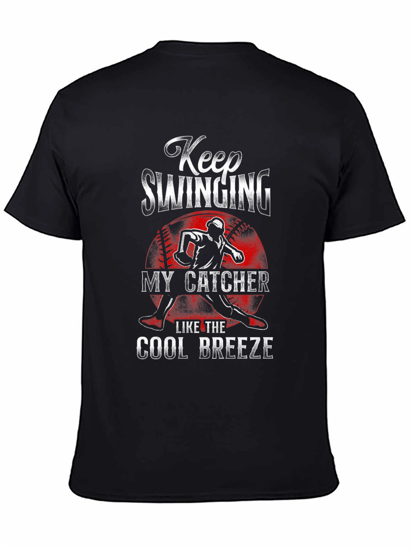 Keep Swinging Baseball Catcher Graphic Tee