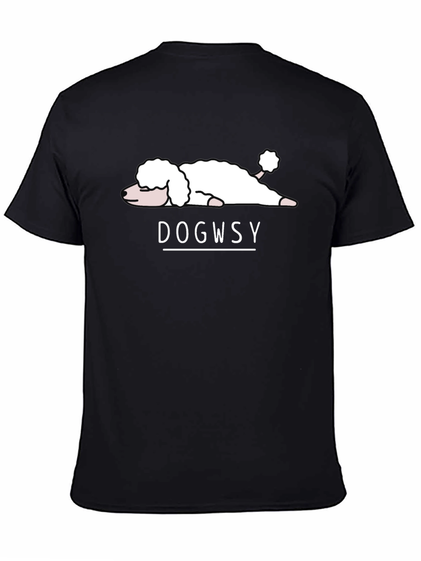 Dogwsy Black Cotton Tee - Relaxed Poodle Graphic T-Shirt
