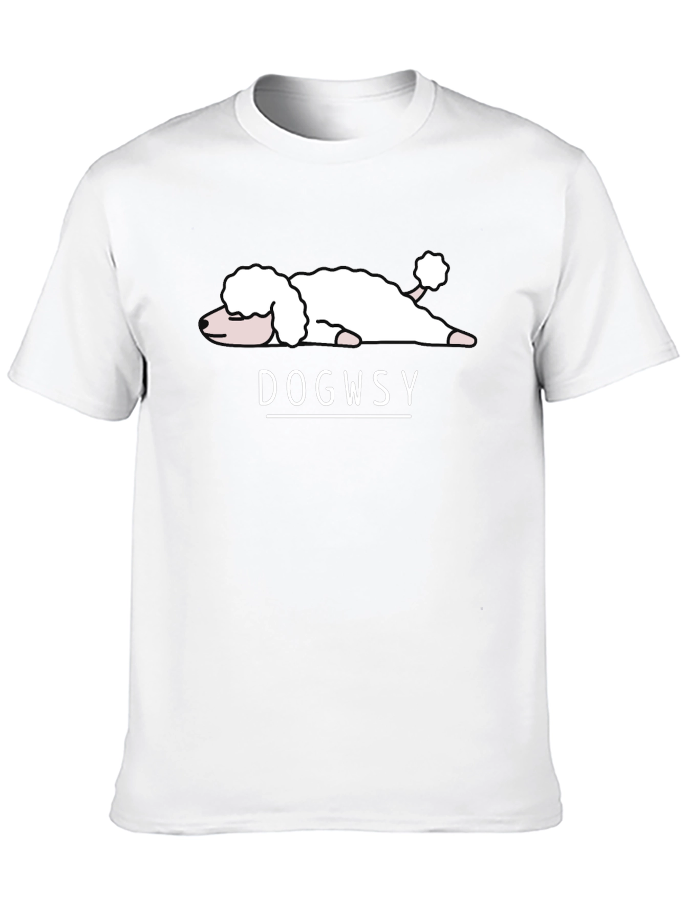 Dogwsy Black Cotton Tee - Relaxed Poodle Graphic T-Shirt