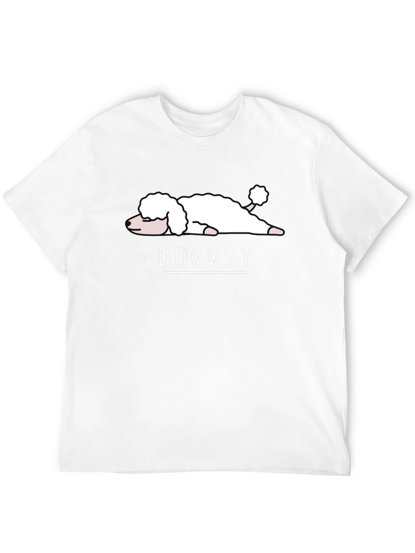 Dogwsy Black Cotton Tee - Relaxed Poodle Graphic T-Shirt