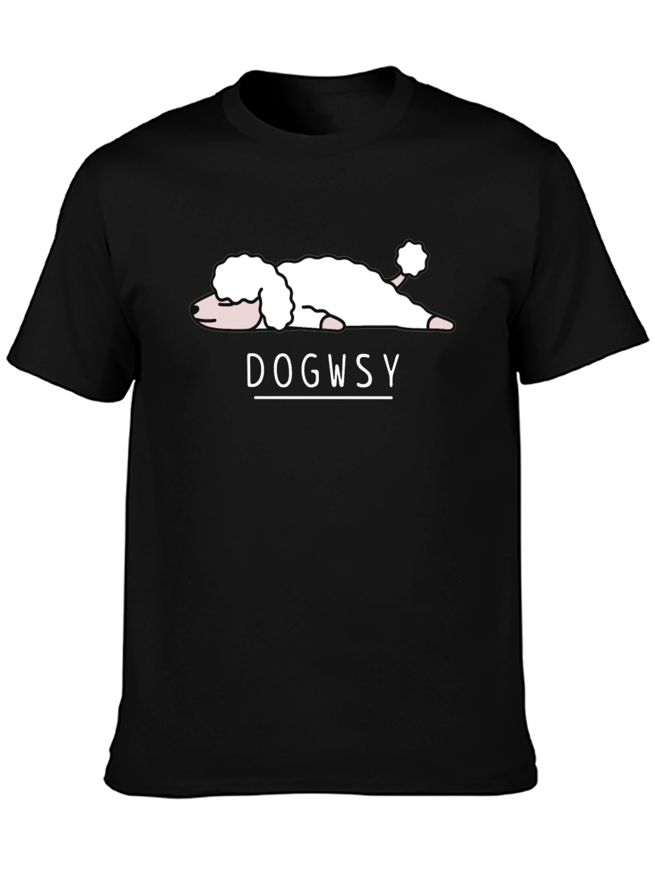 Dogwsy Black Cotton Tee - Relaxed Poodle Graphic T-Shirt
