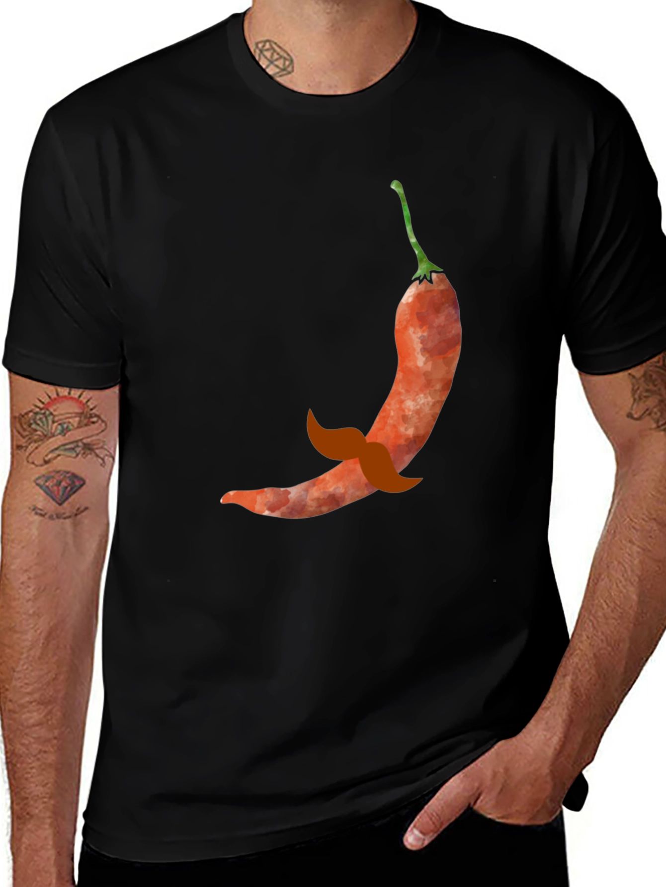Chili Pepper Mustache Graphic Tee