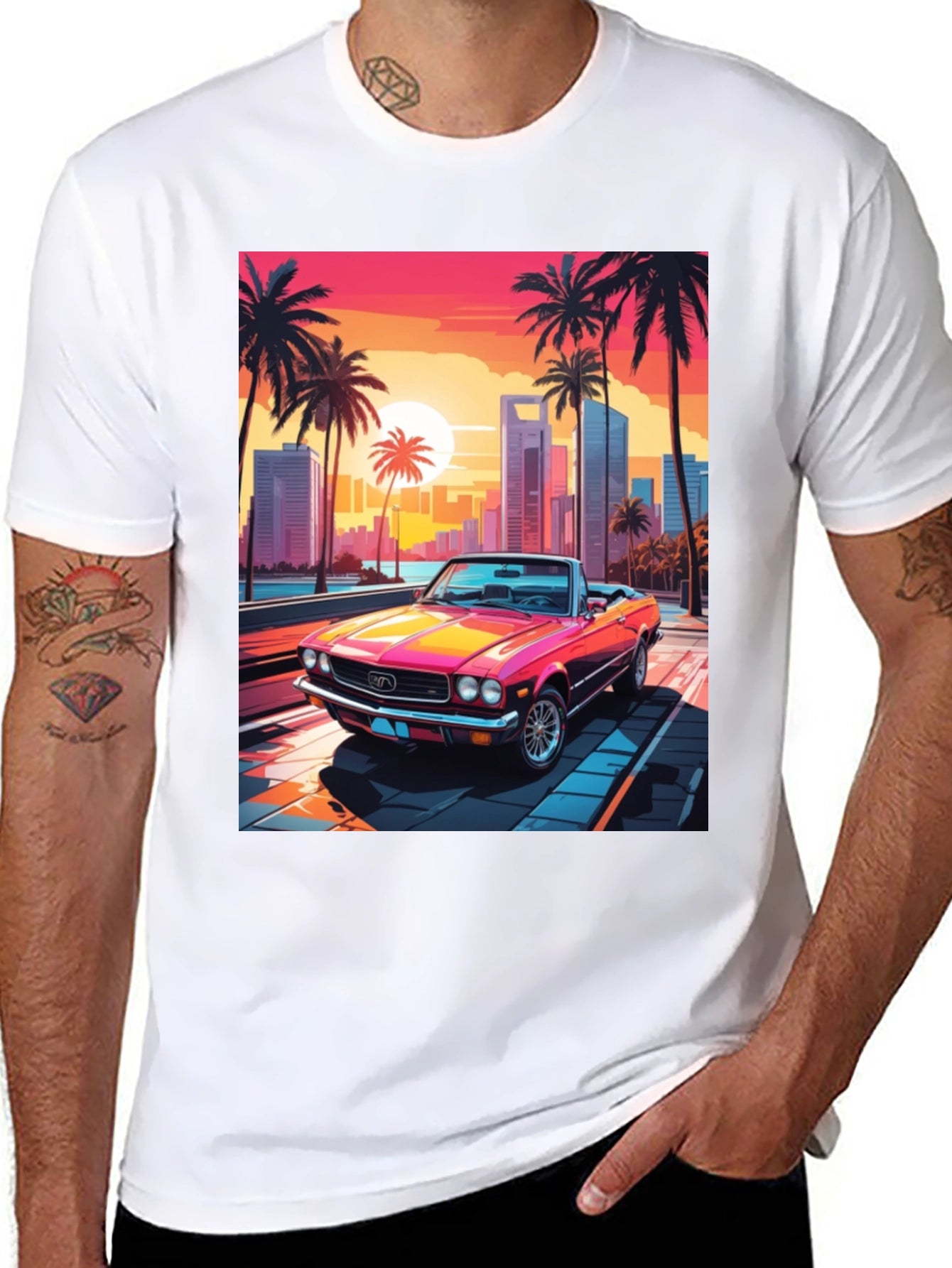 Retro Sunset Car Graphic Tee