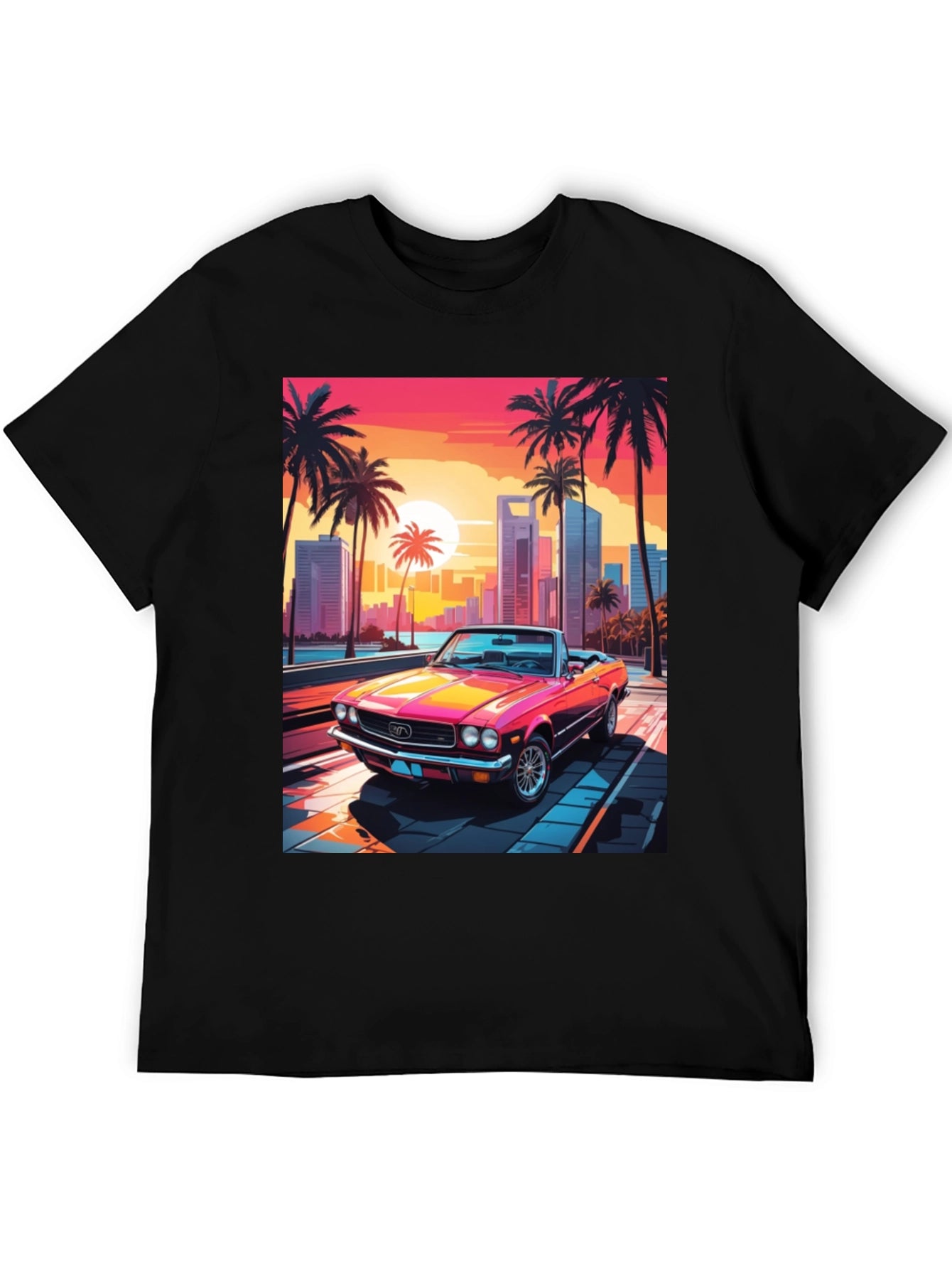 Retro Sunset Car Graphic Tee
