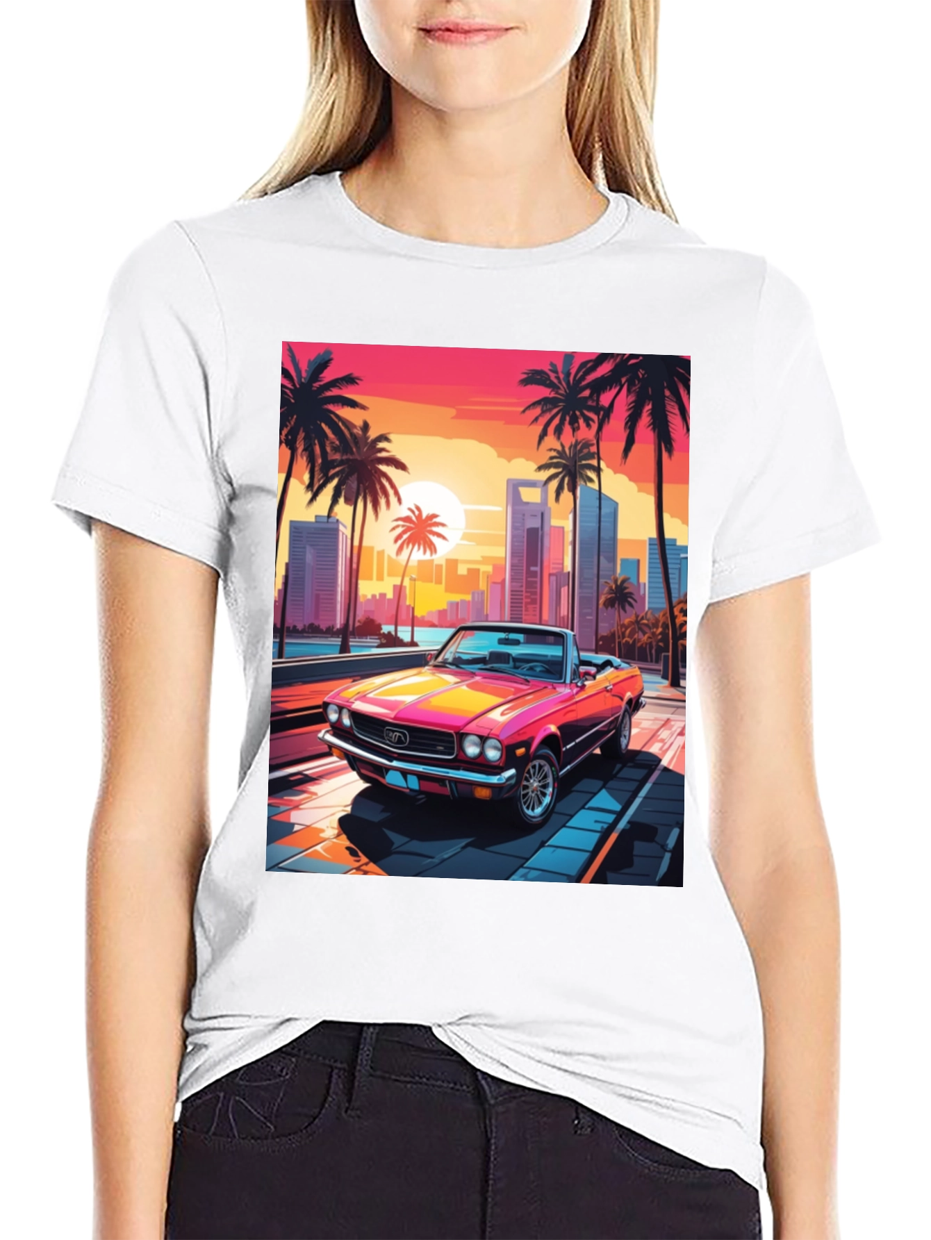 Retro Sunset Car Graphic Tee