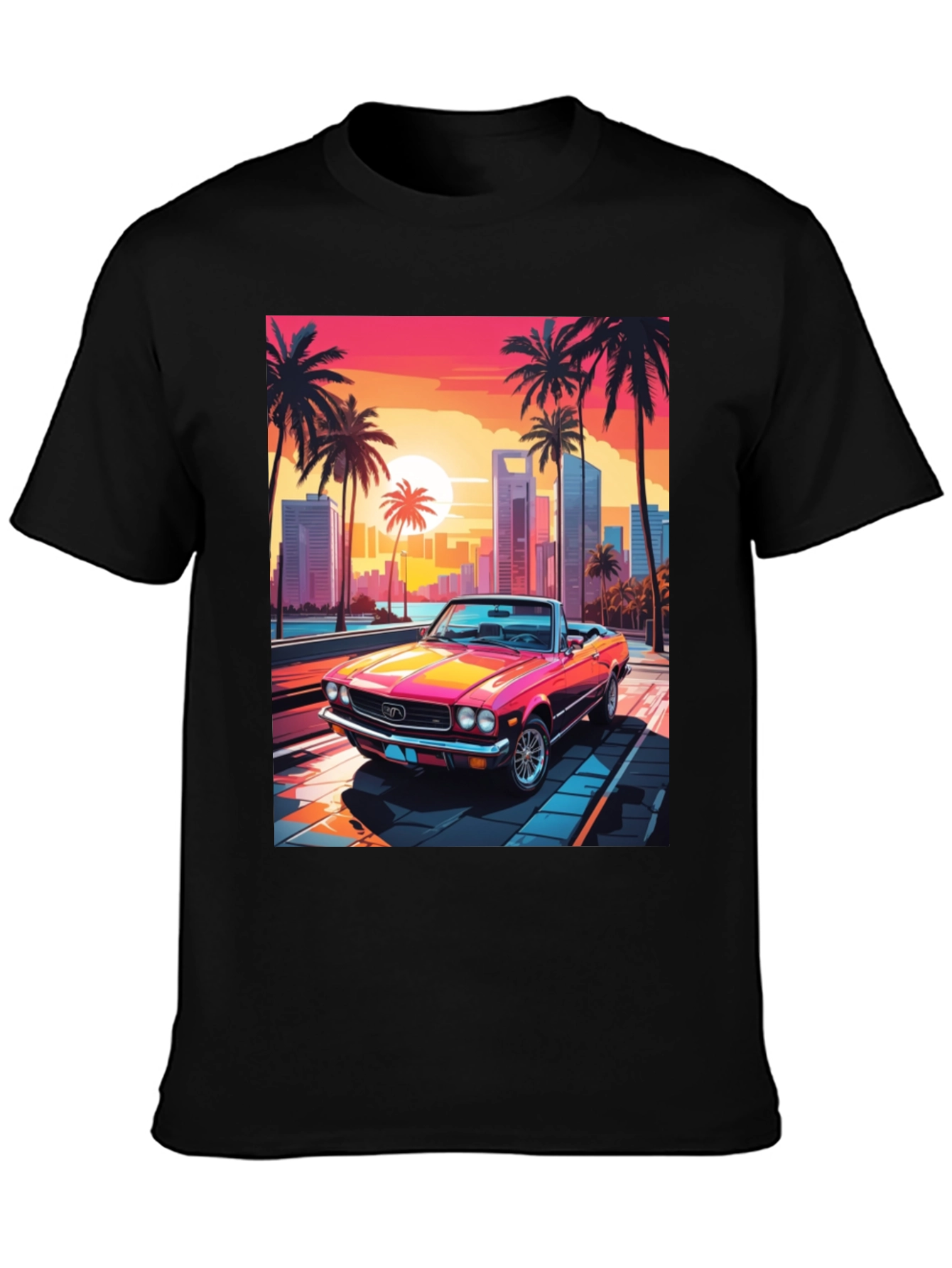 Retro Sunset Car Graphic Tee