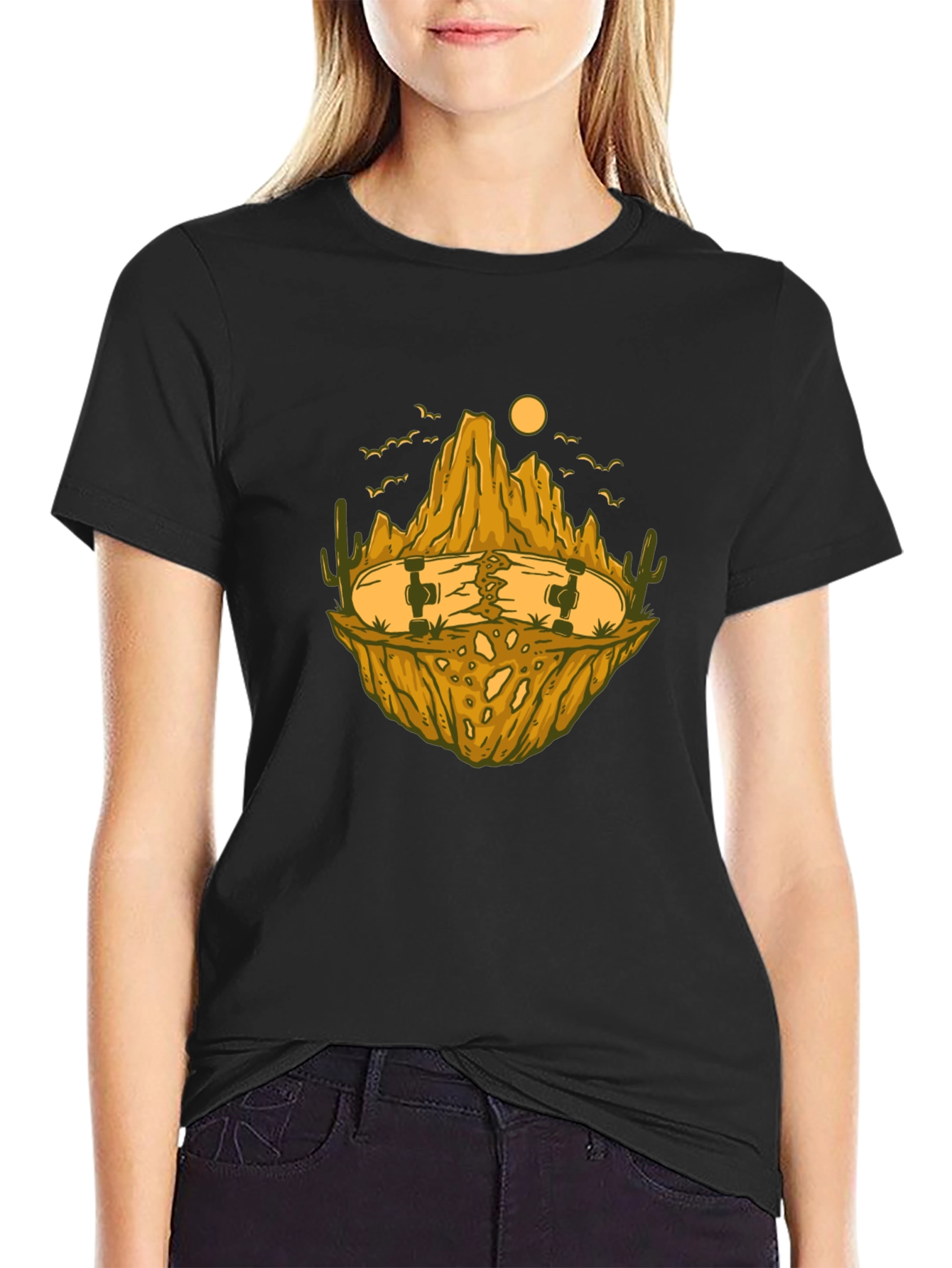 Skateboard Desert Landscape Graphic Tee