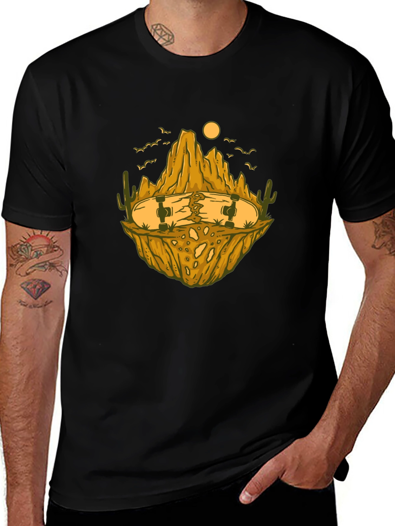 Skateboard Desert Landscape Graphic Tee
