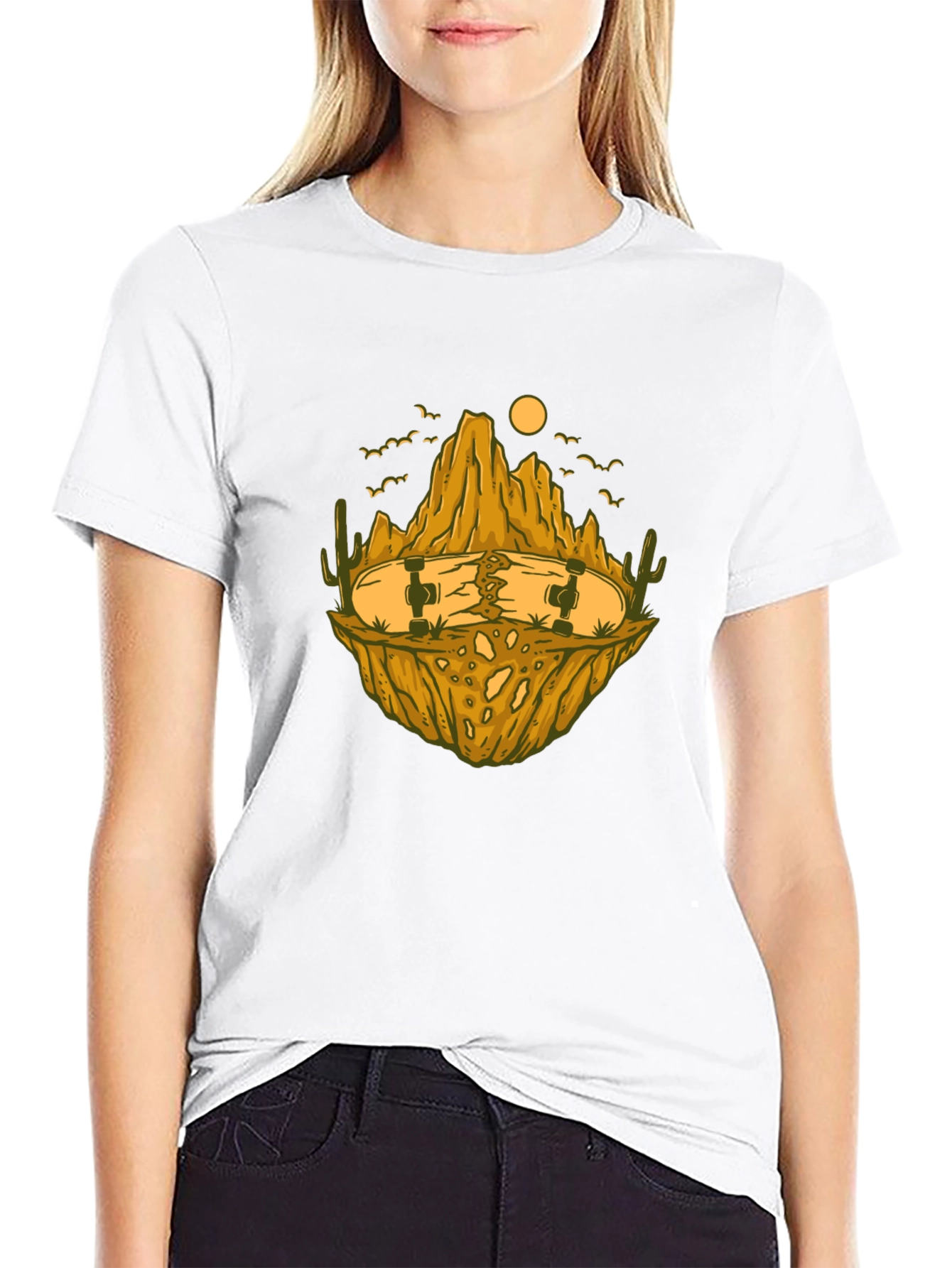 Skateboard Desert Landscape Graphic Tee