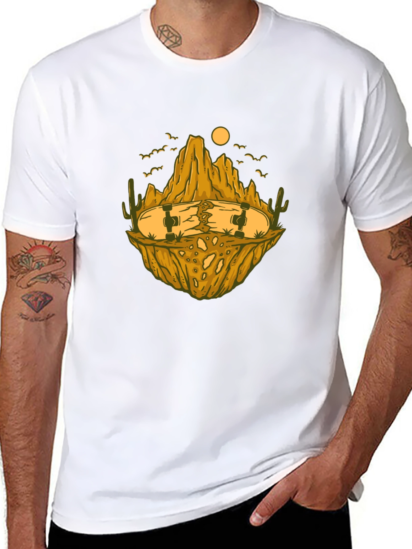 Skateboard Desert Landscape Graphic Tee