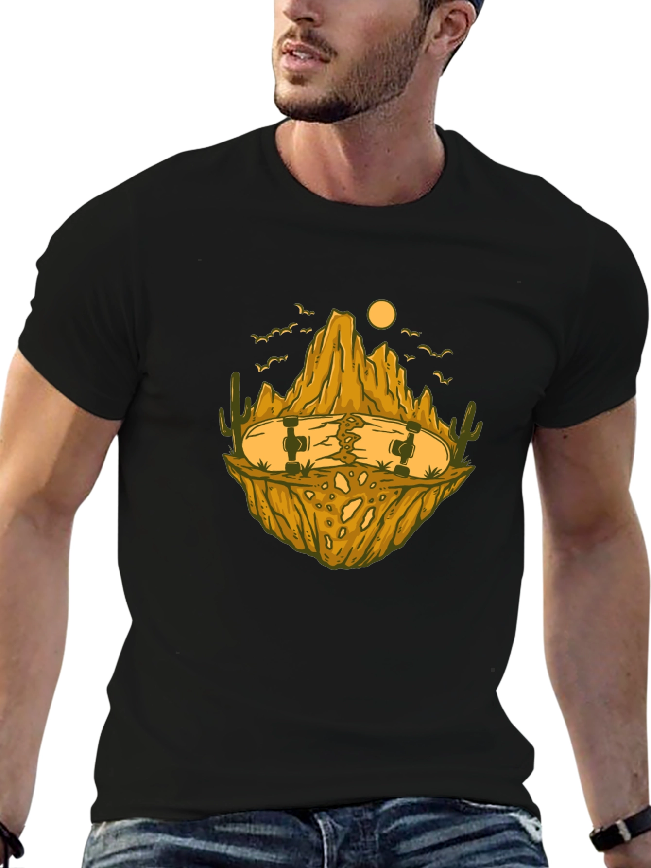 Skateboard Desert Landscape Graphic Tee