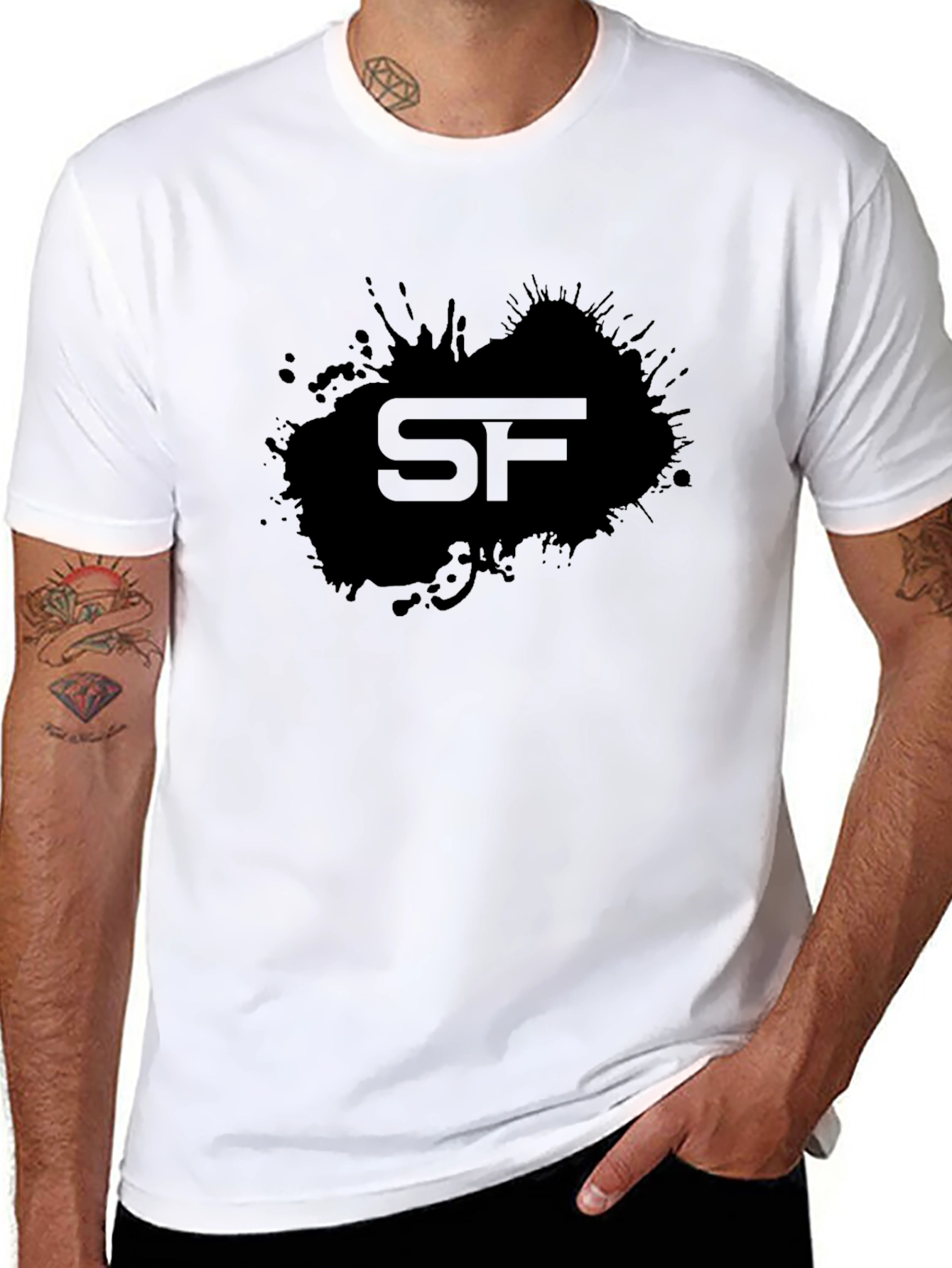 Mens Black Graphic T-Shirt - SF Design
