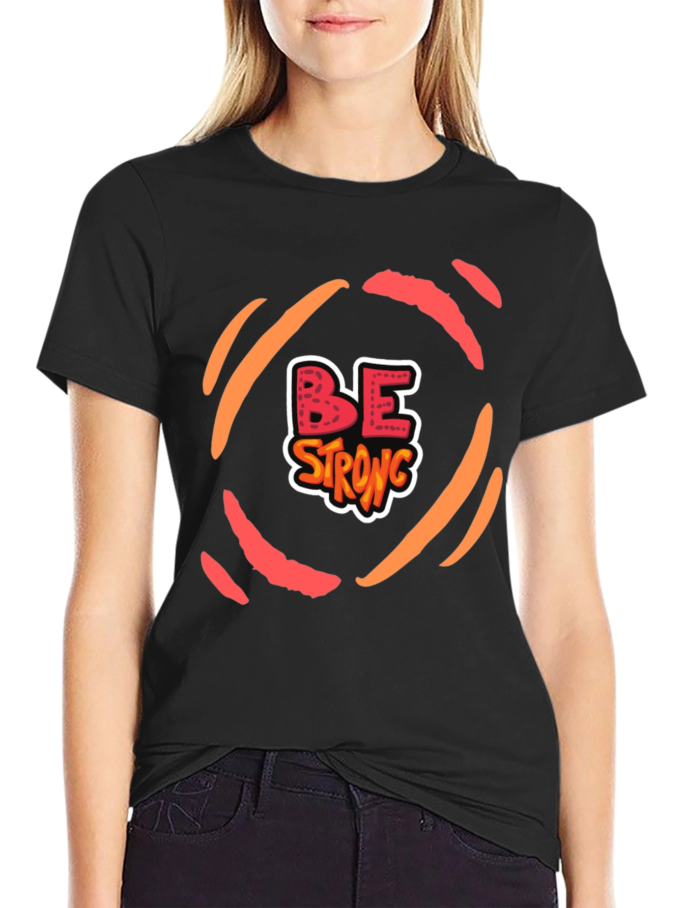 Be Strong Graphic Tee - Motivational Black T-Shirt