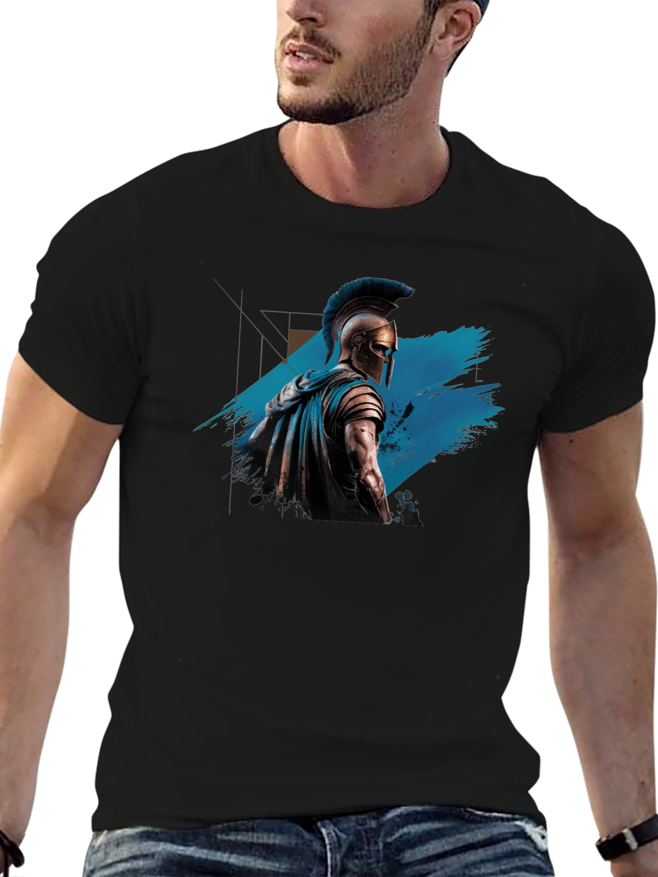 Spartan Warrior Graphic Tee - Black