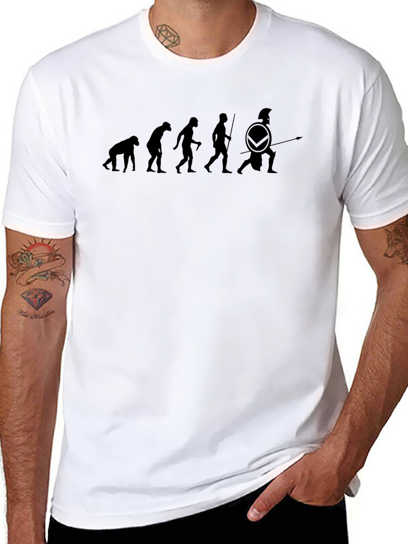 Evolution of Man Spartan Warrior Black T-Shirt