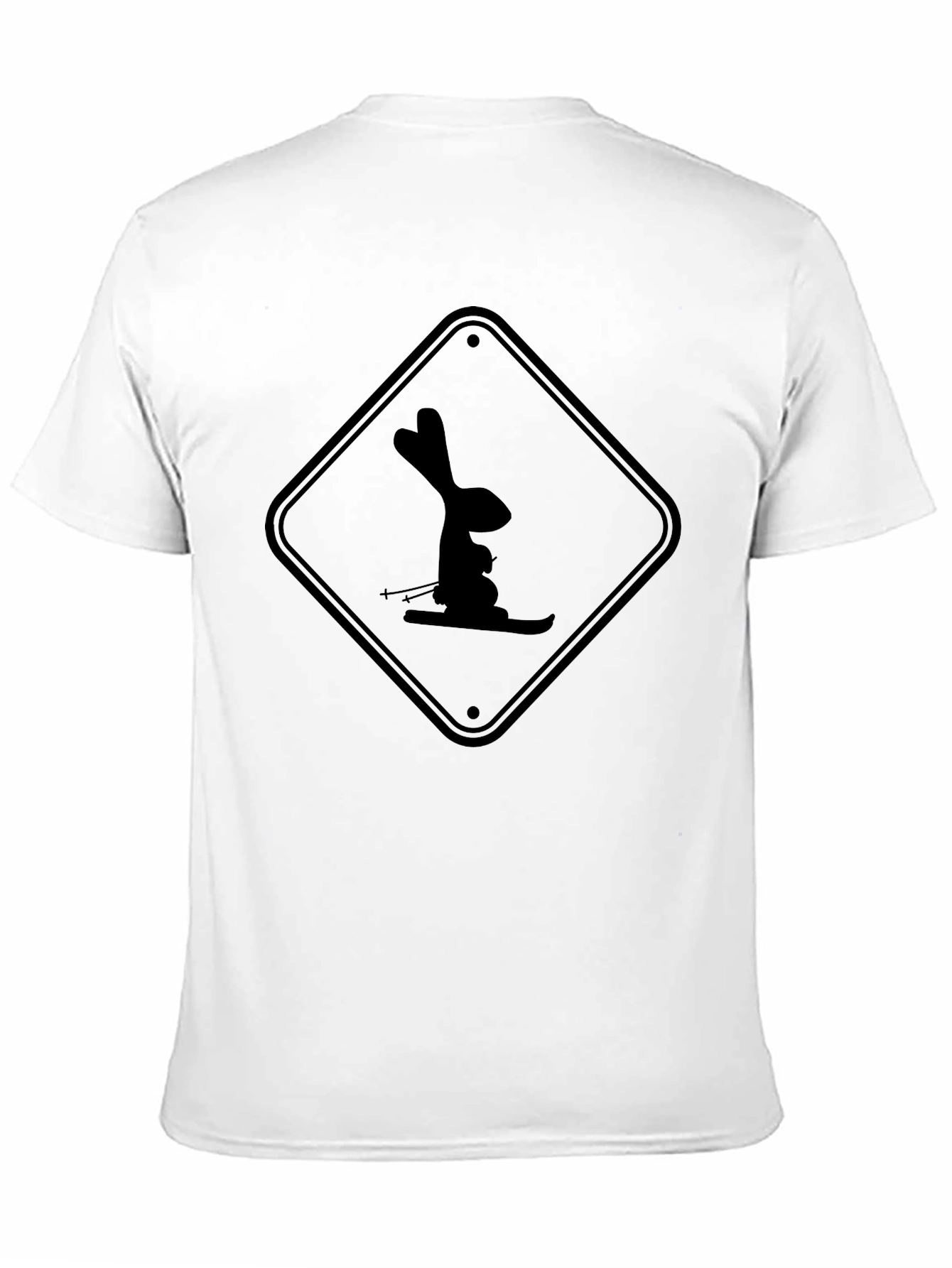 Skiing Rabbit Black T-Shirt