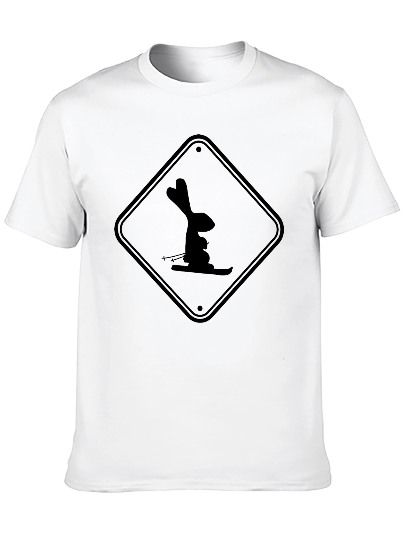 Skiing Rabbit Black T-Shirt