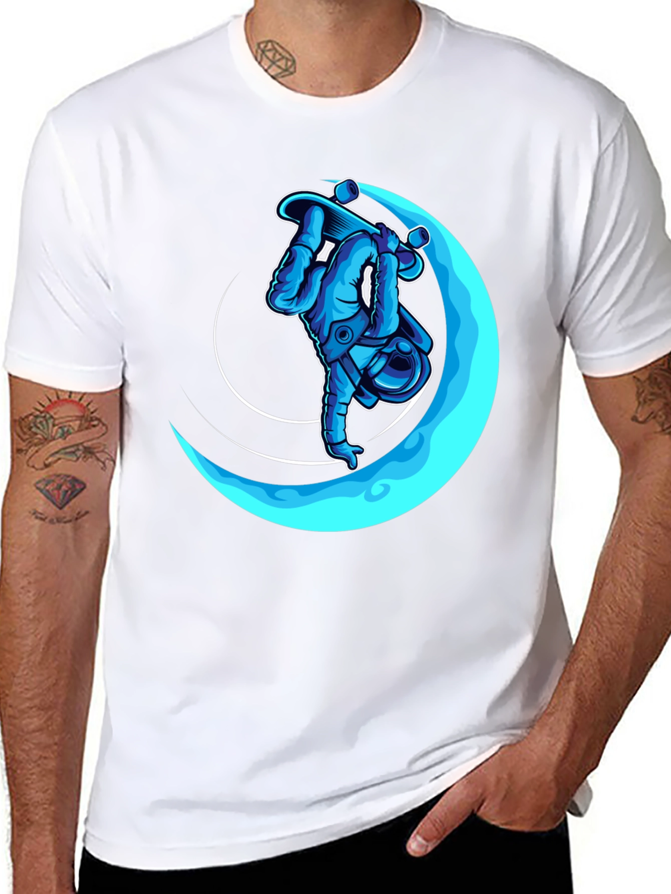 Astronaut Skateboarder T-Shirt - Cool Graphic Tee