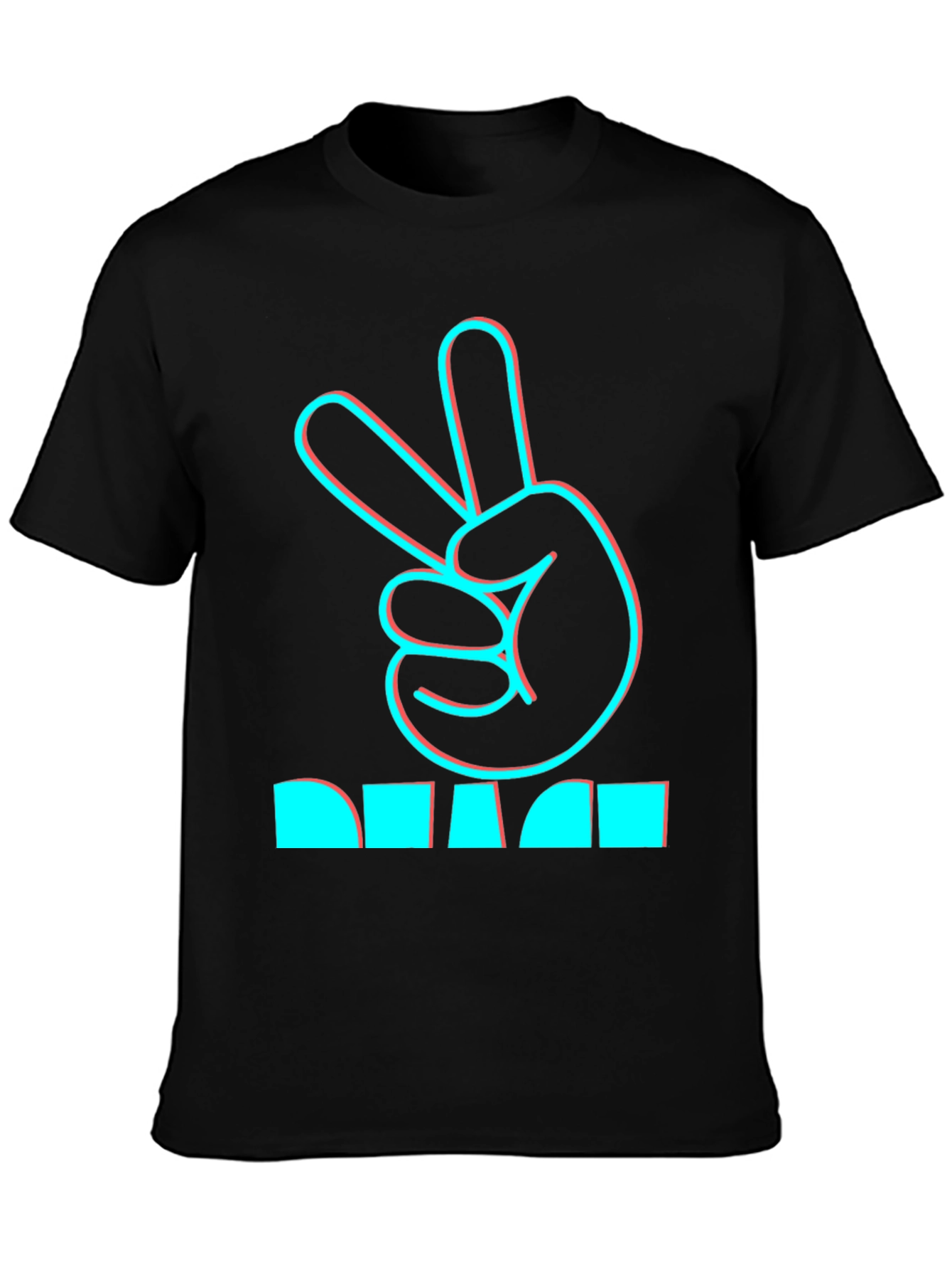Peace Hand Sign Graphic Black T-Shirt