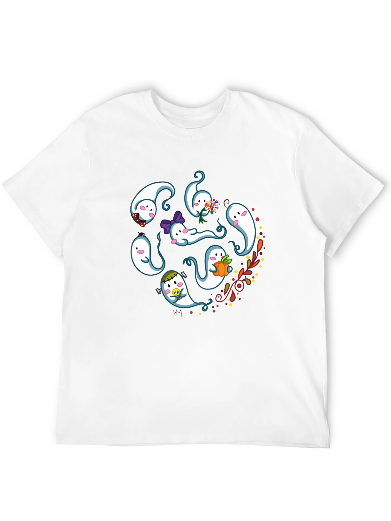Cute Ghost Graphic Print Black T-Shirt