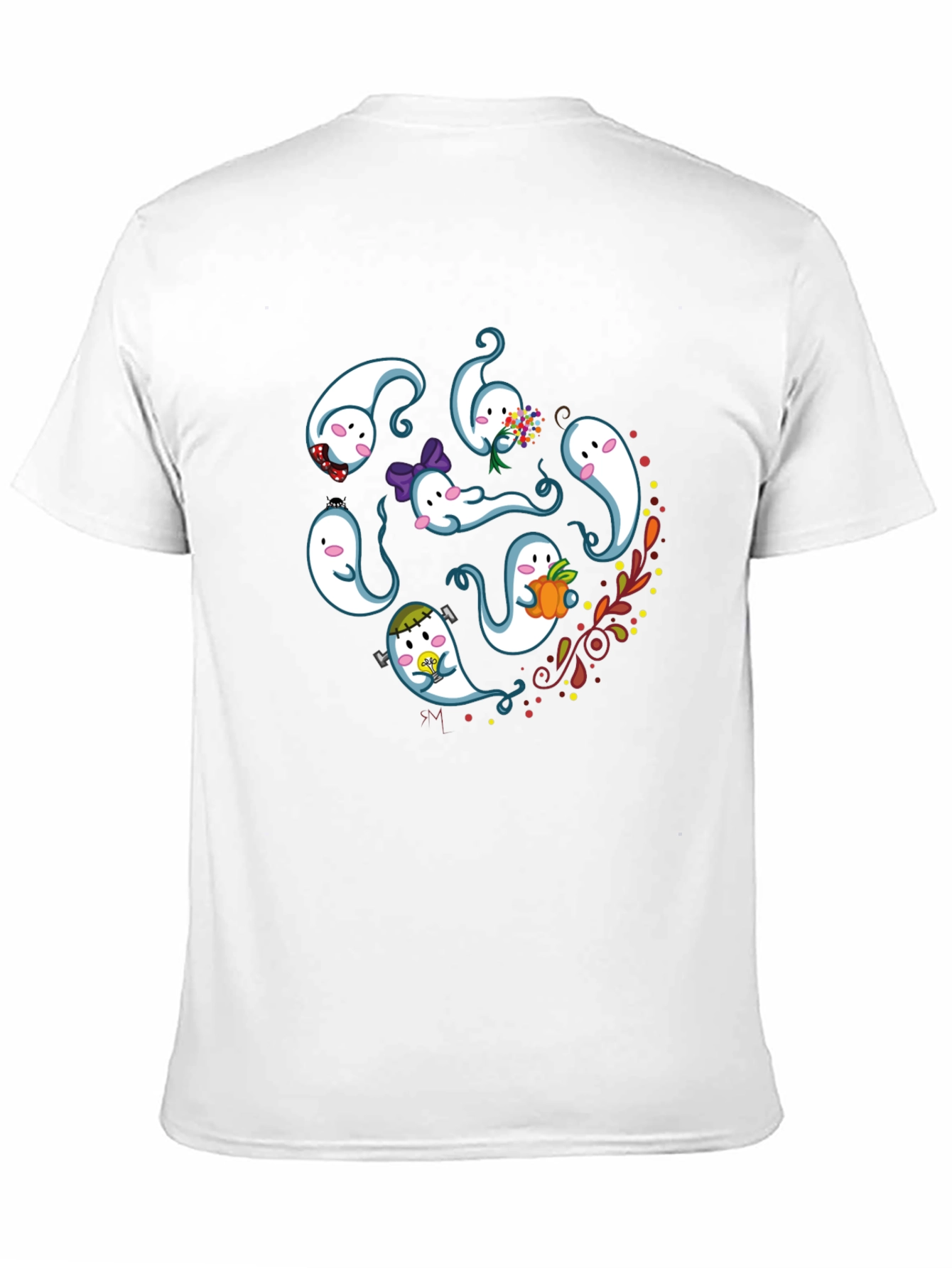 Cute Ghost Graphic Print Black T-Shirt