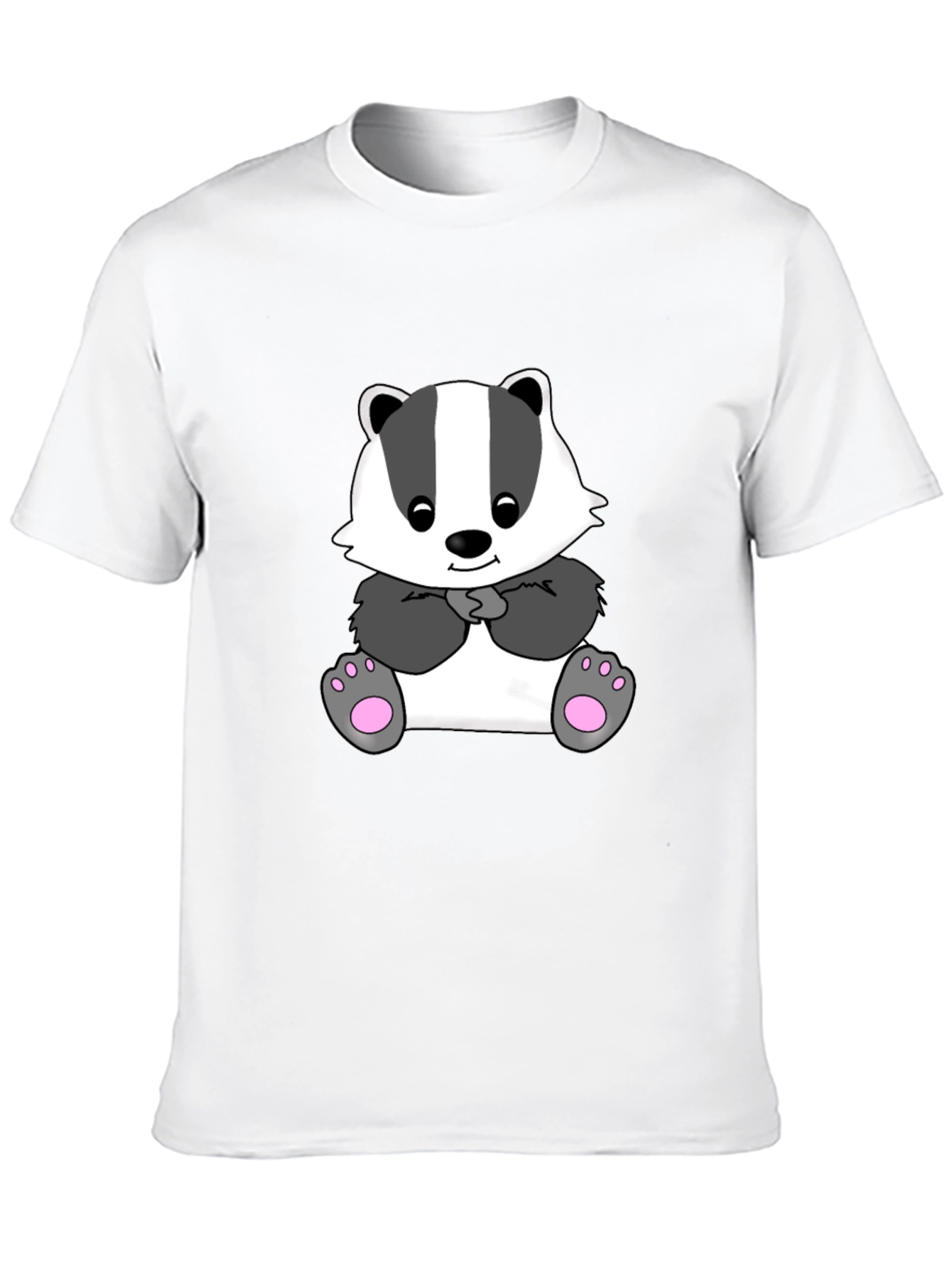 Cute Cartoon Badger Black T-Shirt