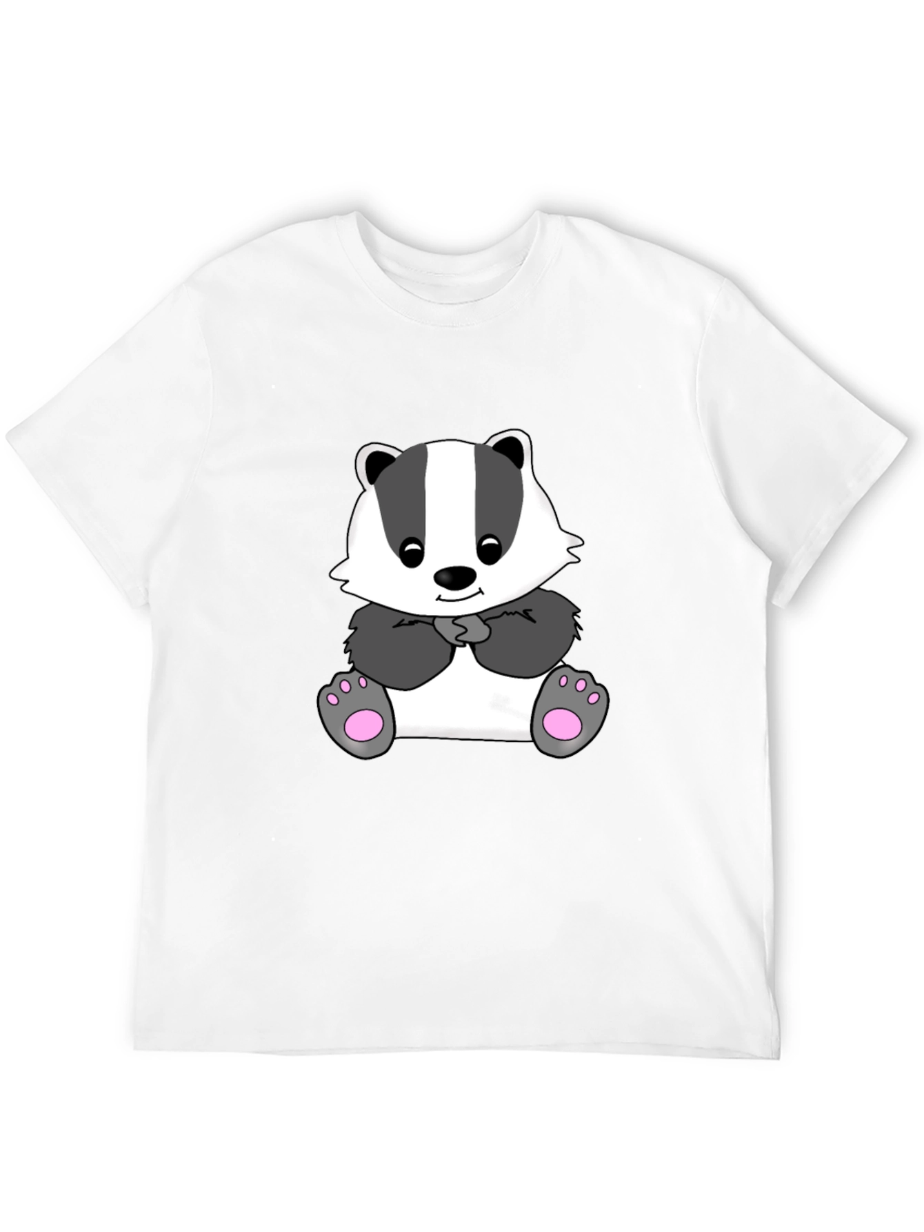 Cute Cartoon Badger Black T-Shirt