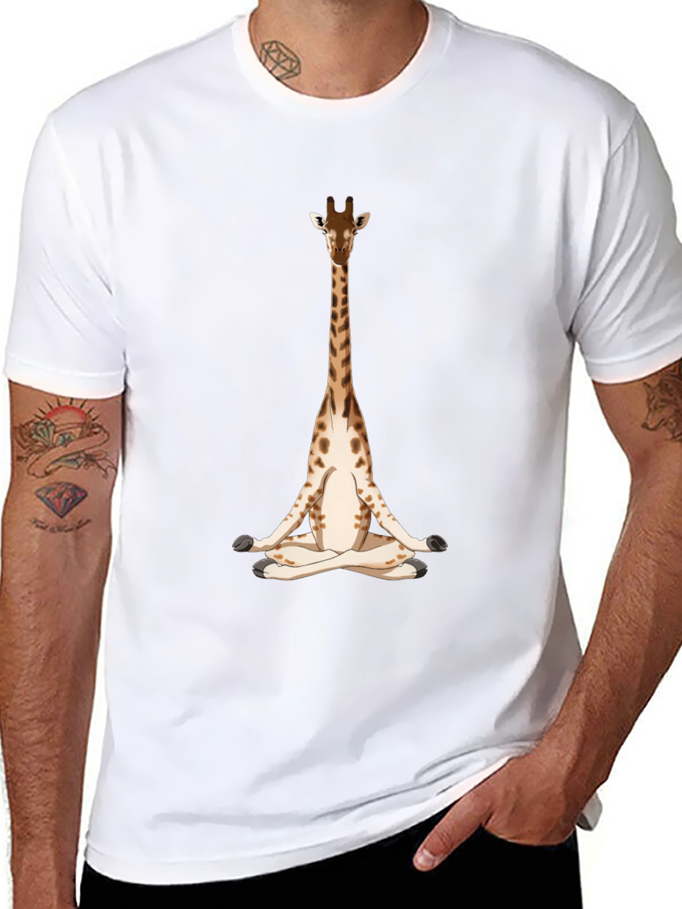 Meditating Giraffe Graphic T-Shirt
