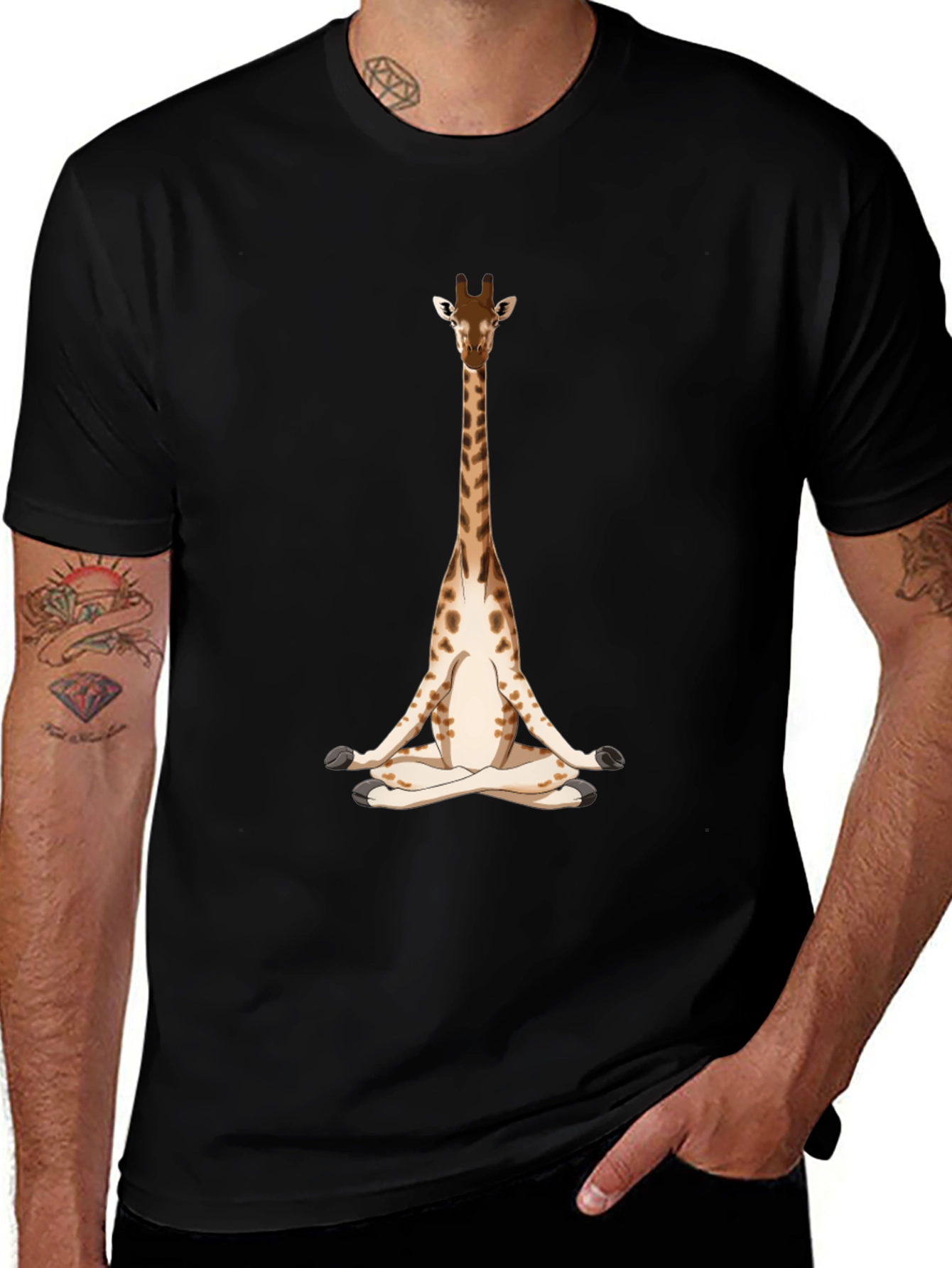 Meditating Giraffe Graphic T-Shirt