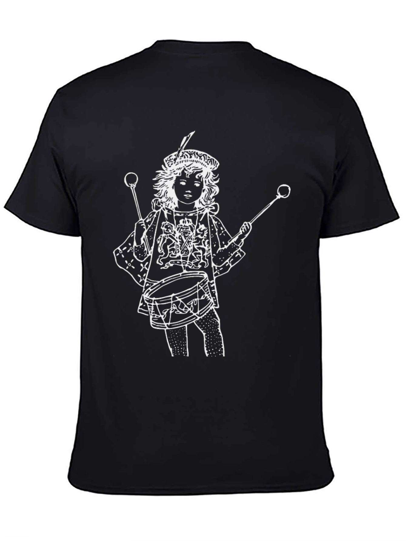 Black Graphic Tee: Drummer Boy