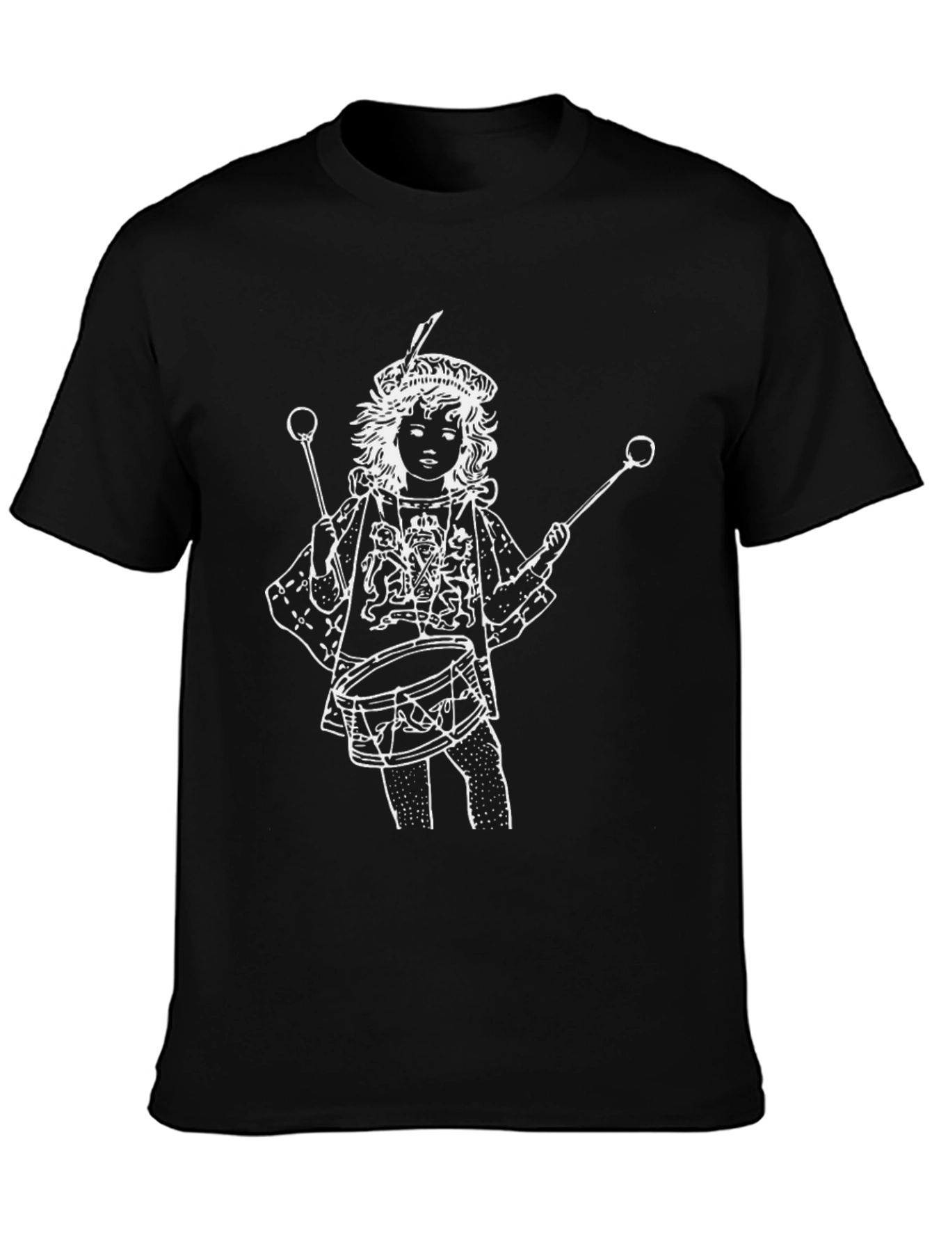 Black Graphic Tee: Drummer Boy