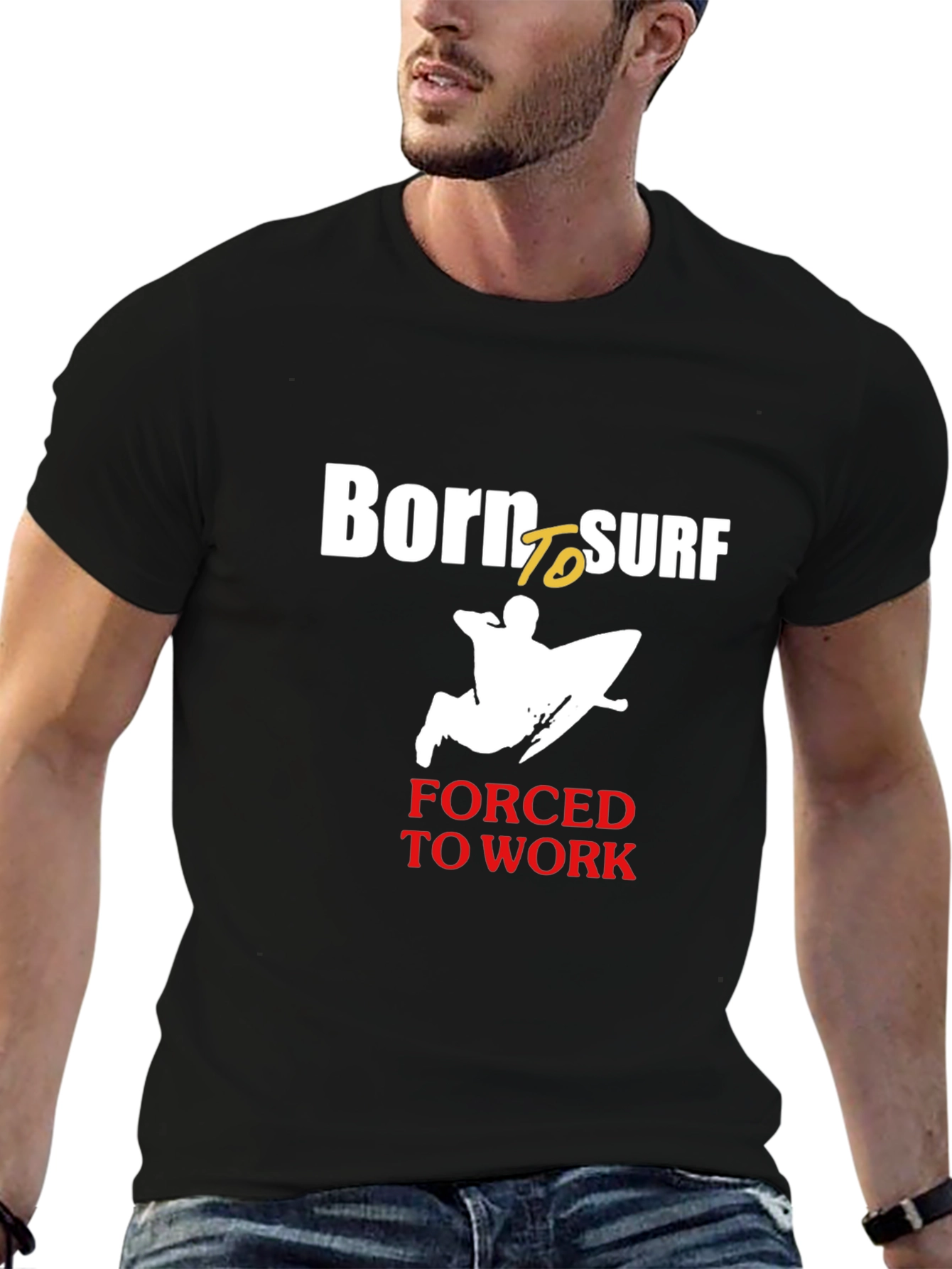 Born to Surf Mens Black Graphic Tee