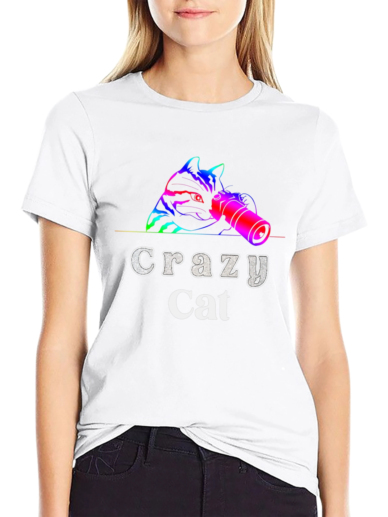 Crazy Cat Graphic Tee - Unique Design