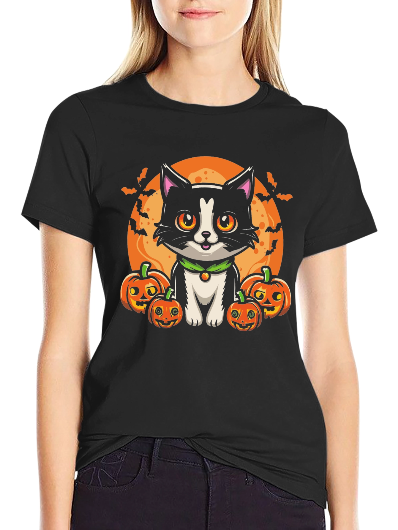Halloween Cat Pumpkin T-Shirt