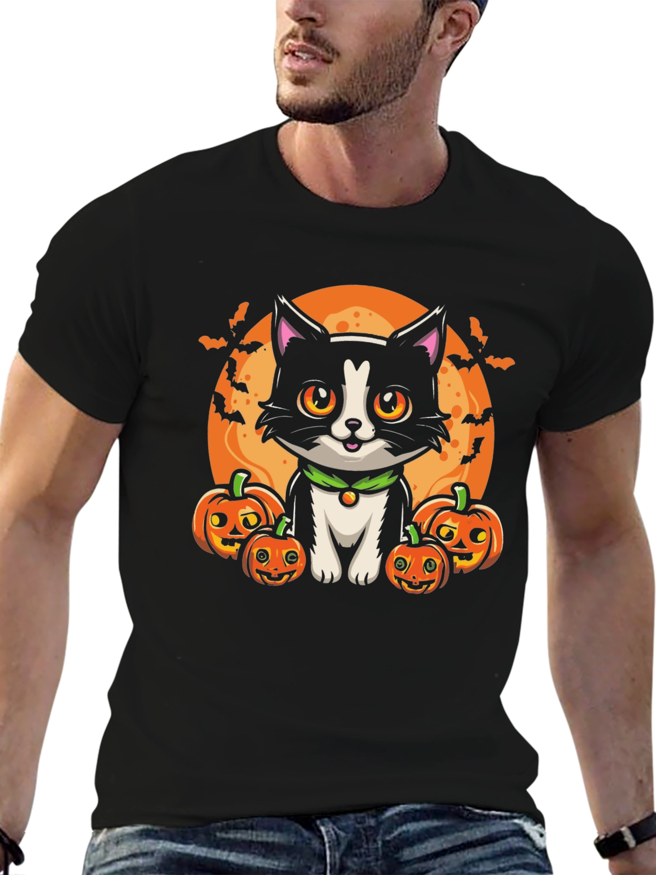 Halloween Cat Pumpkin T-Shirt