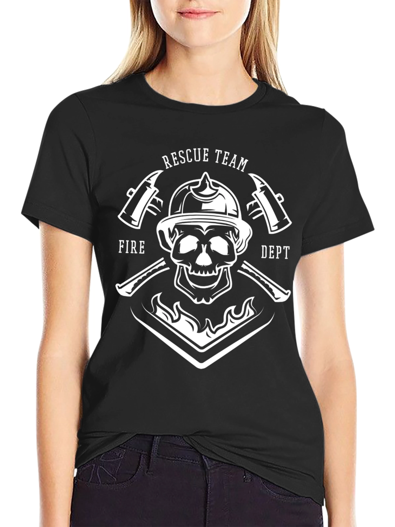 Firefighter Skull Graphic T-Shirt