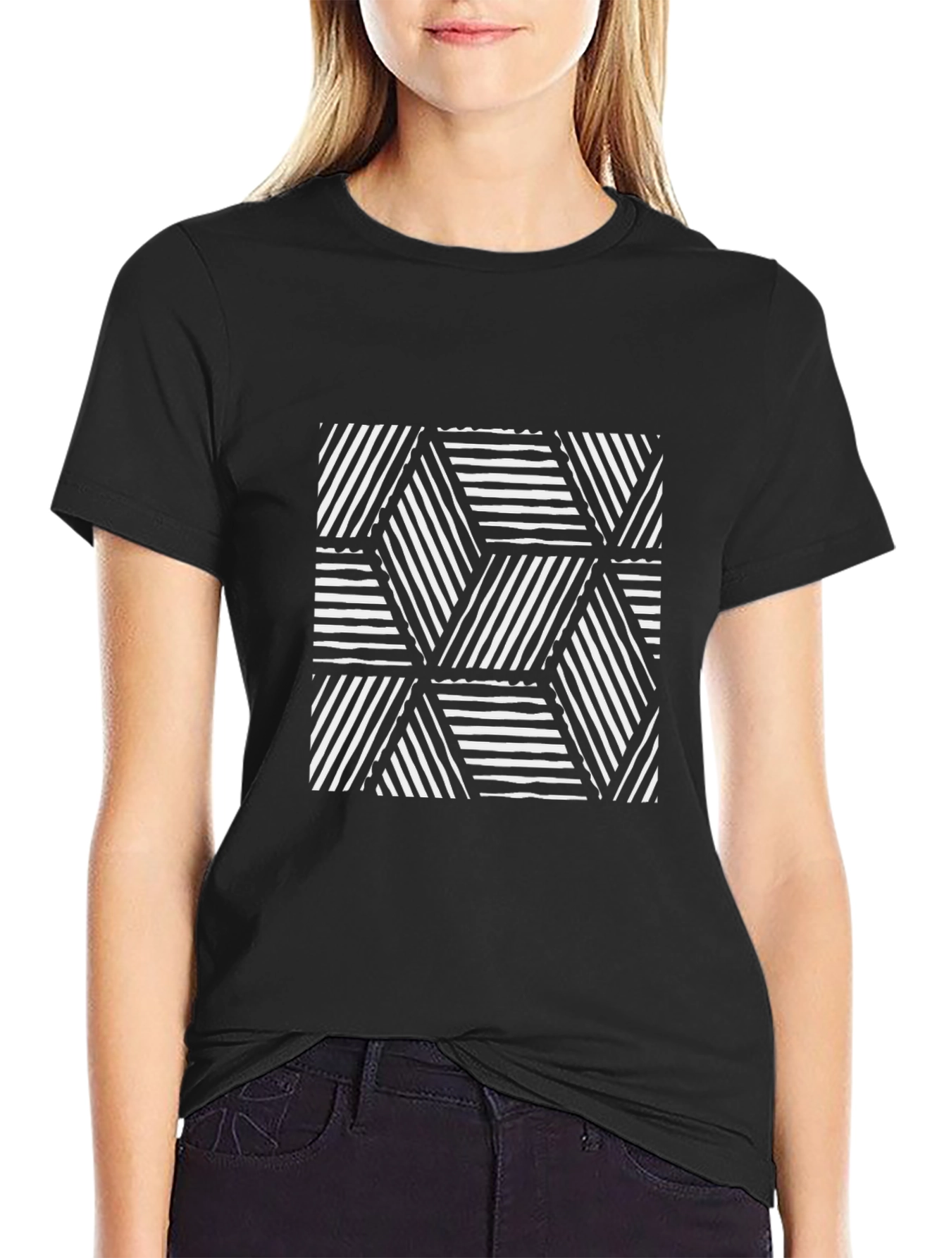 Stripped Pattern Tee | Modern Geometric Design