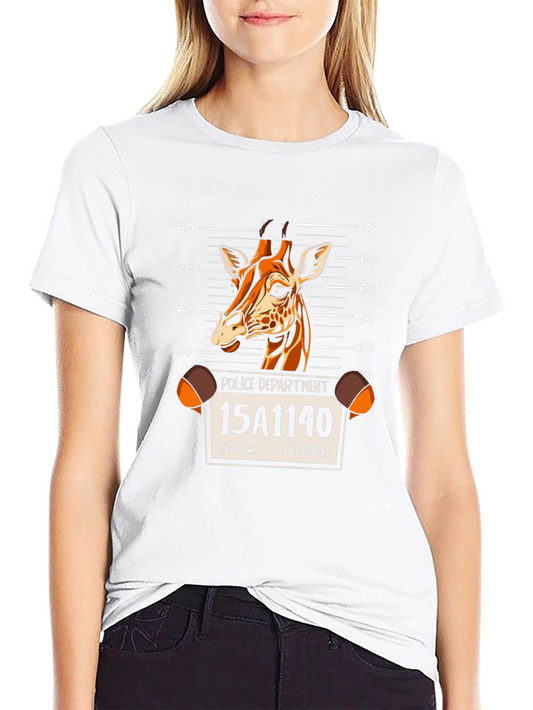 Giraffe Mugshot Graphic Tee - Novelty Animal T-Shirt