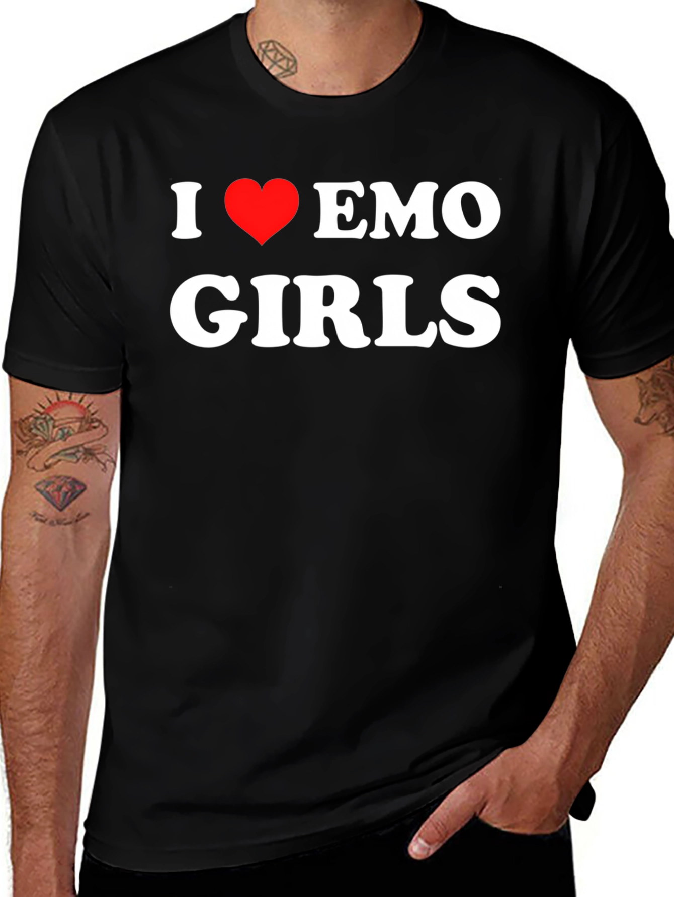 I Love Emo Girls Black T-Shirt