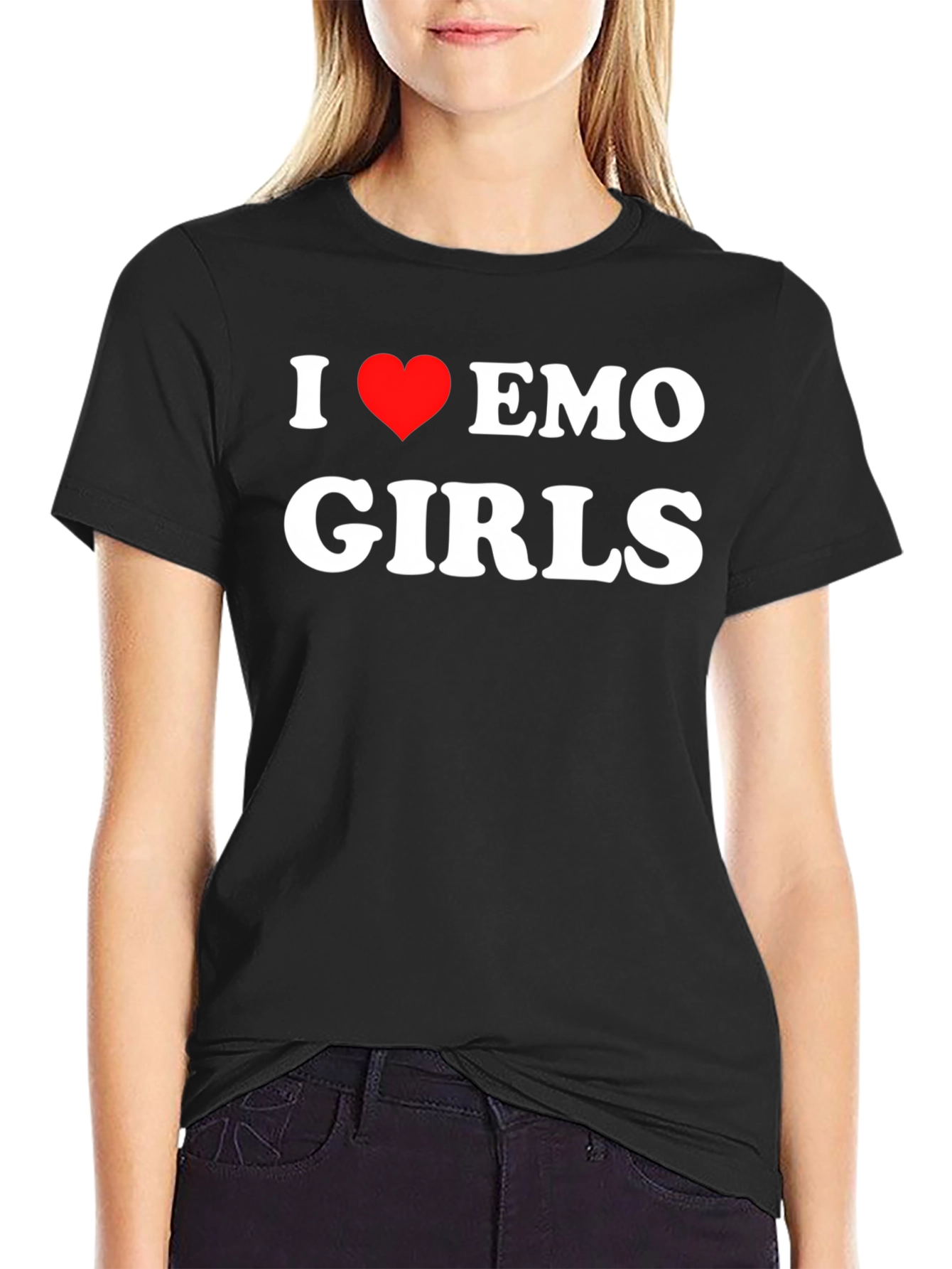 I Love Emo Girls Black T-Shirt