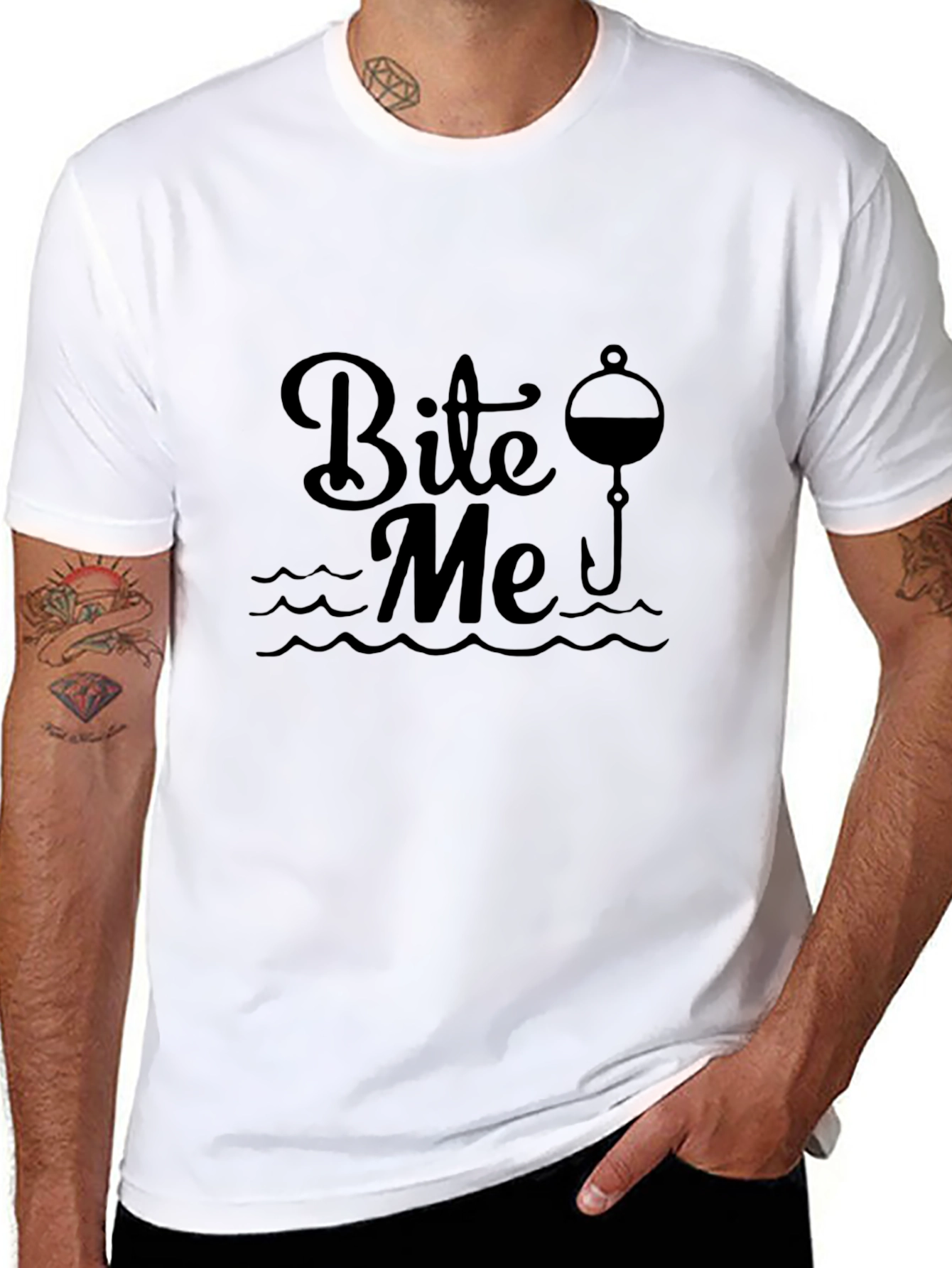 Bite Me Fishing T-Shirt - Black Graphic Tee