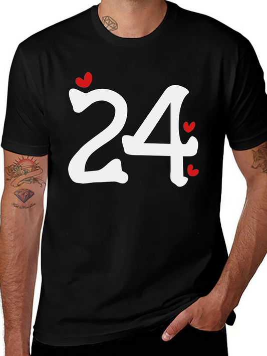 Heart Number 24 Black T-Shirt