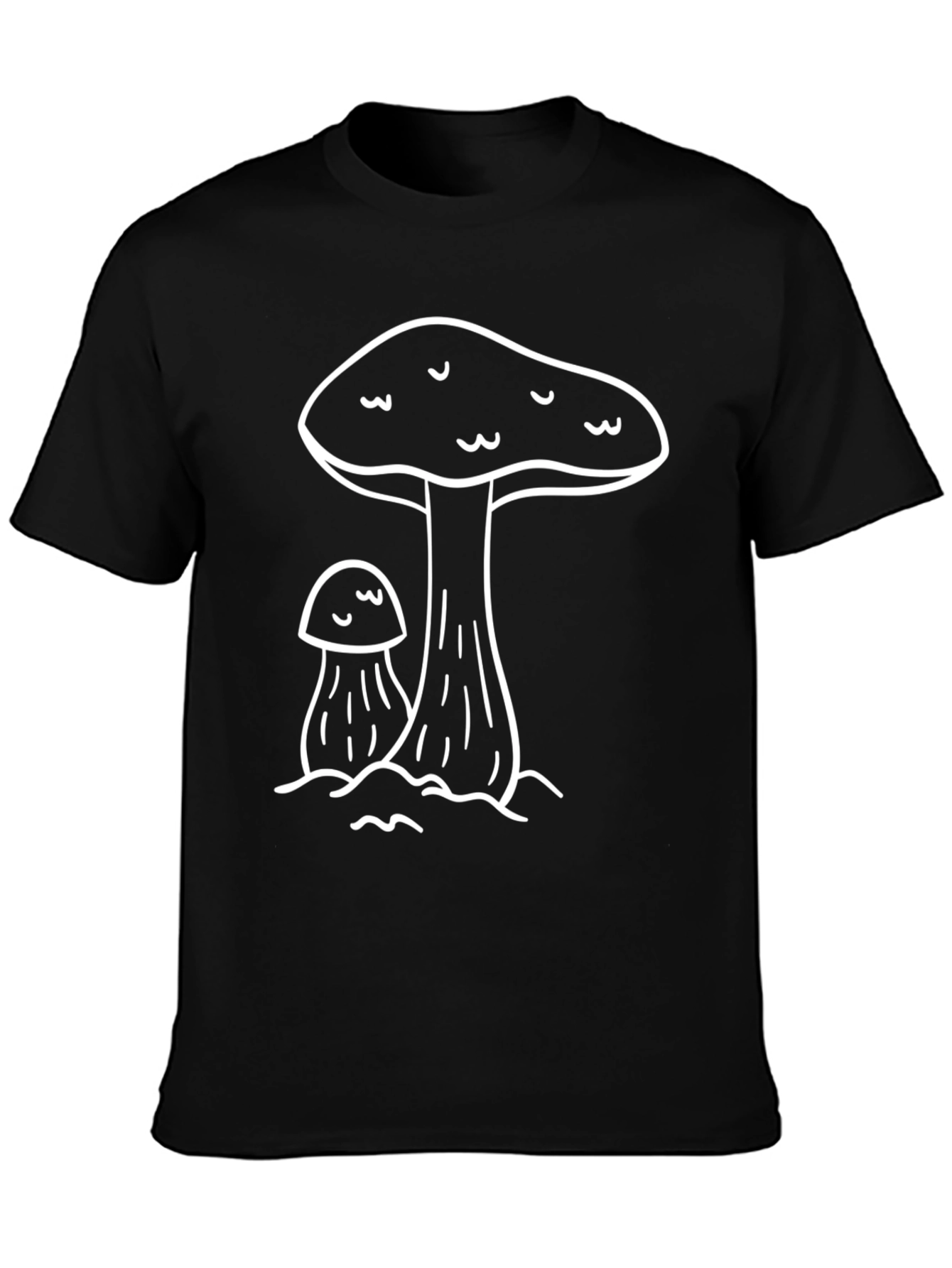 Mushroom Graphic Tee - Black Casual T-Shirt