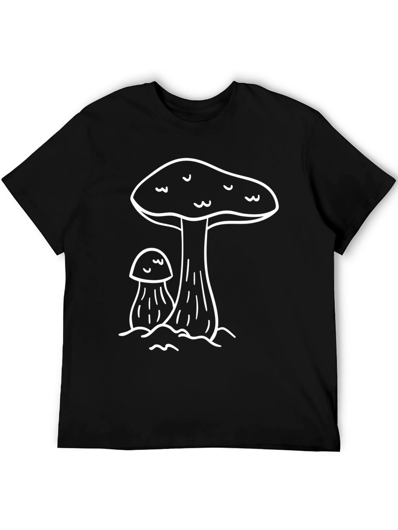 Mushroom Graphic Tee - Black Casual T-Shirt