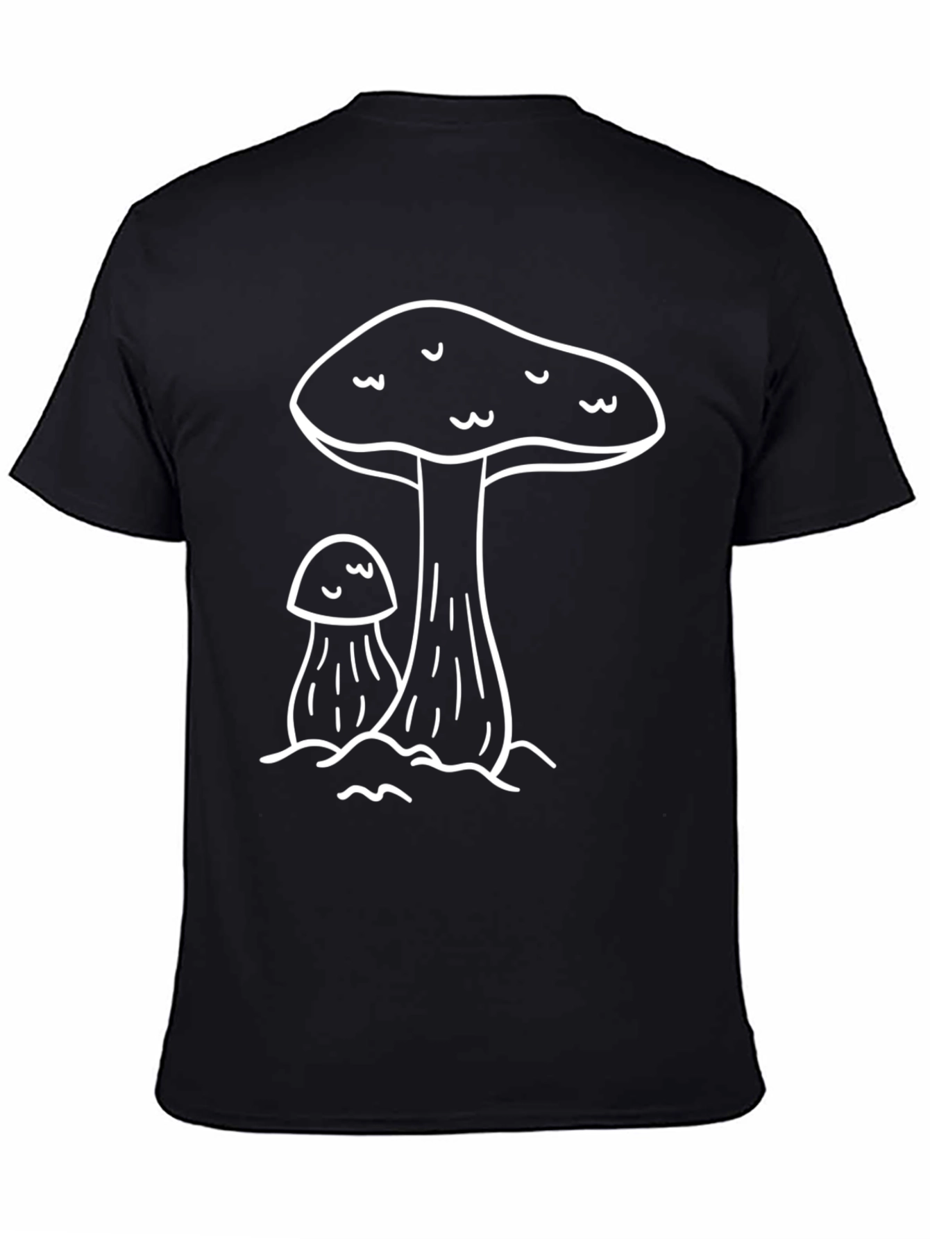 Mushroom Graphic Tee - Black Casual T-Shirt