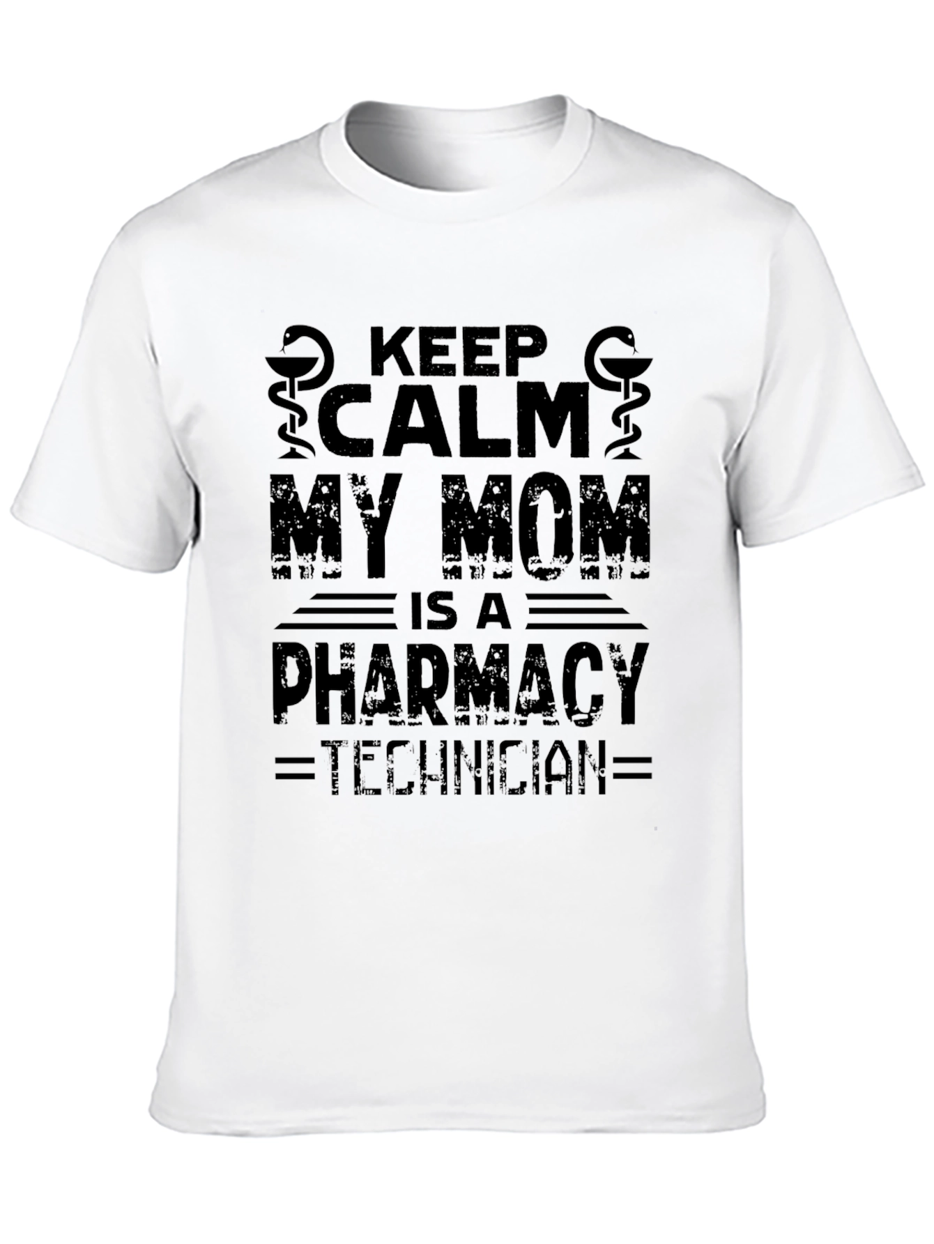 Keep Calm My Mom Pharmacy Technician Black T-Shirt