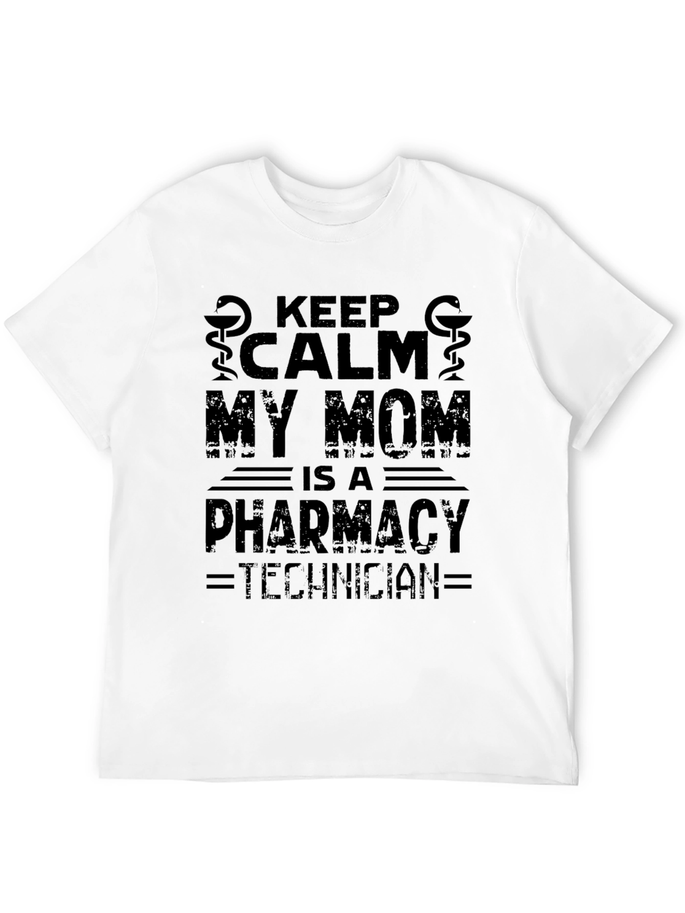 Keep Calm My Mom Pharmacy Technician Black T-Shirt