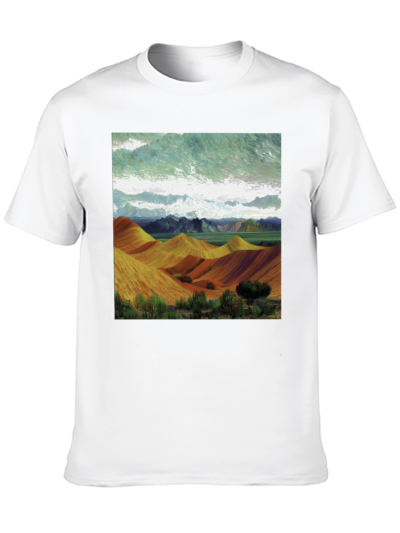 Artistic Landscape Tee: Unique Graphic Design